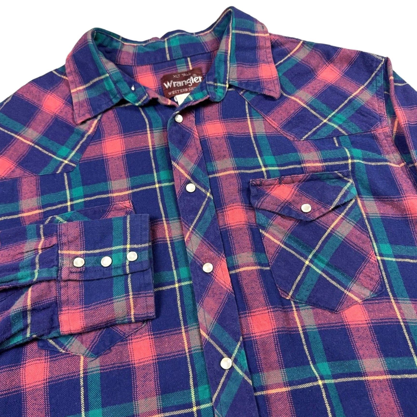 Wrangler VINTAGE Wrangler Pearl Snap Flannel Shirt Womens XL Western Plaid Cowgirl Size XL / US 12-14 / IT 48-50 - 2 Thumbnail