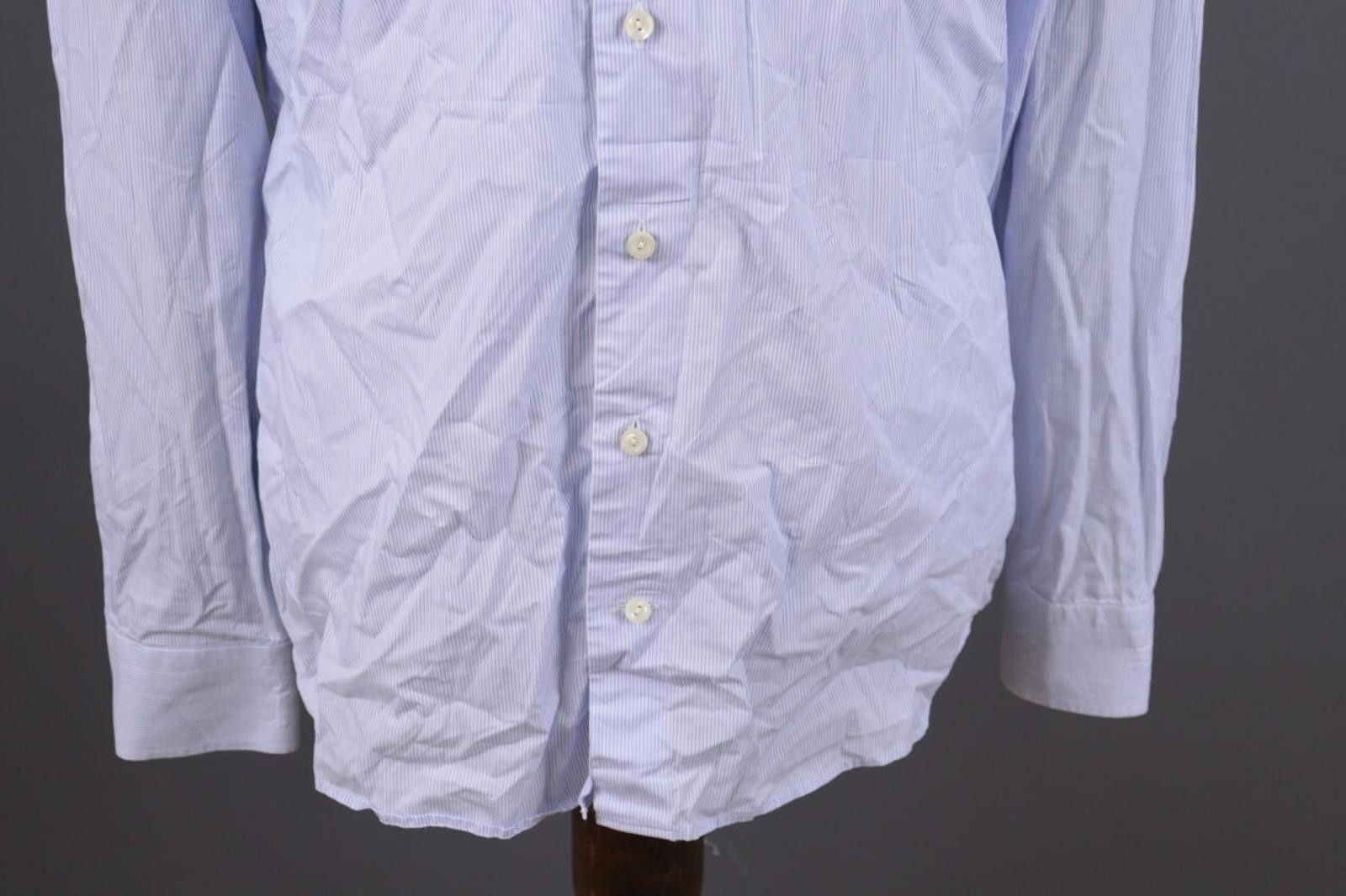 Eton Eton Slim Blue Pinstripe Floral Shirt Size 41 / 16 Size US M / EU 48-50 / 2 - 3 Thumbnail