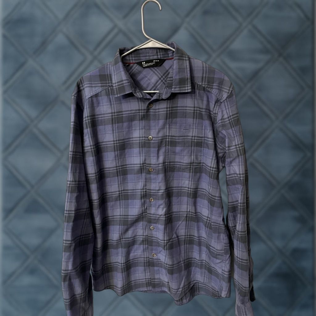Under Armour Under Armour Shirt Men L Blue Plaid Flannel Button Up Casual Outdoor Size US L / EU 52-54 / 3 - 1 Thumbnail