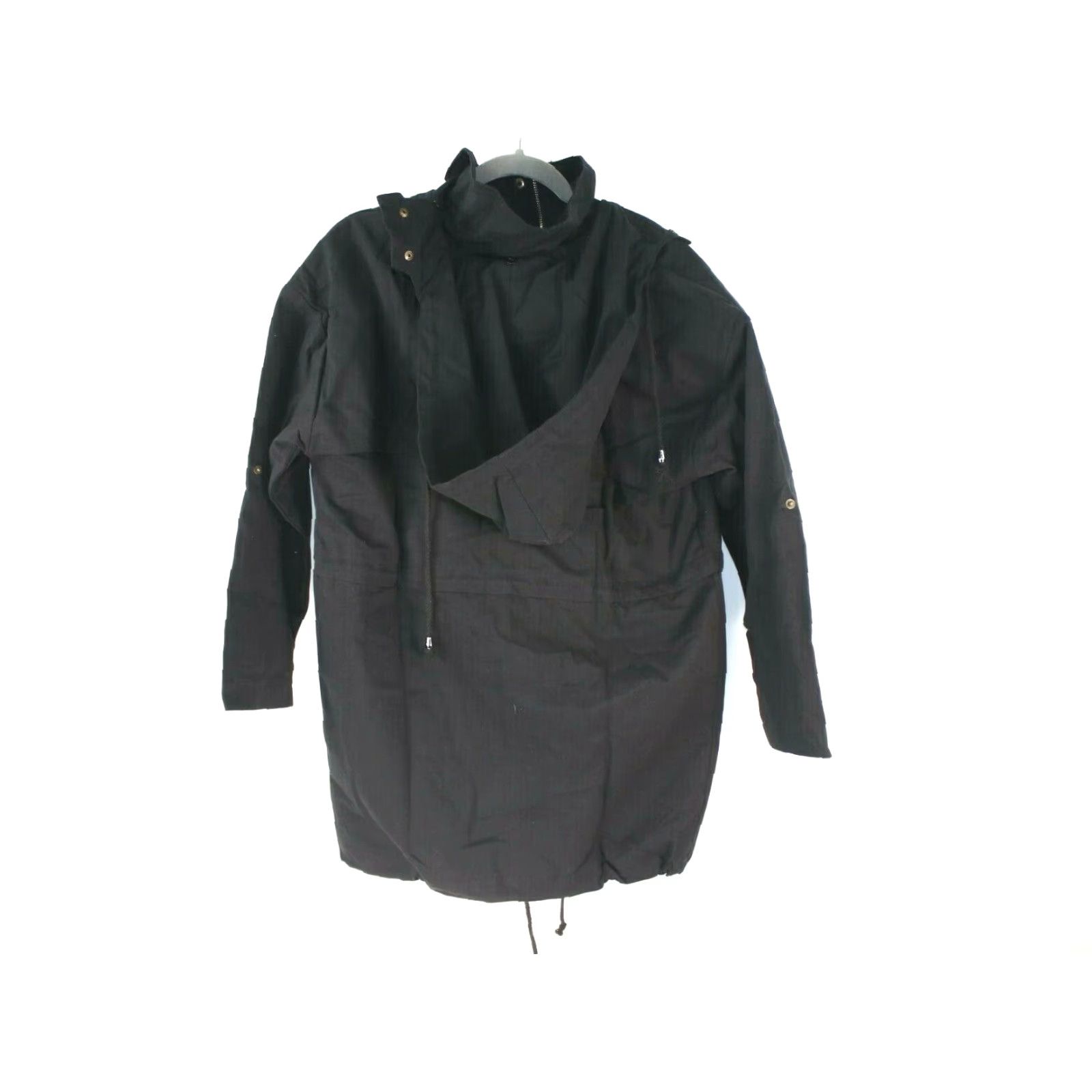 Rains LAMISSCHE Med Weight Rain Jacket Women's M Hooded Overcoat Black Military Jacket Size M / US 6-8 / IT 42-44 - 6 Thumbnail