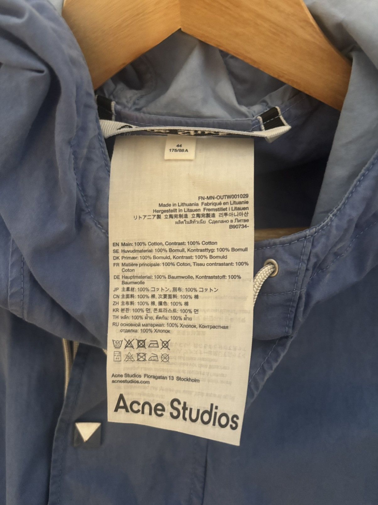 Acne Studios Acne Studios Blue Studded Parka Jacket Size US S / EU 44-46 / 1 - 7 Thumbnail