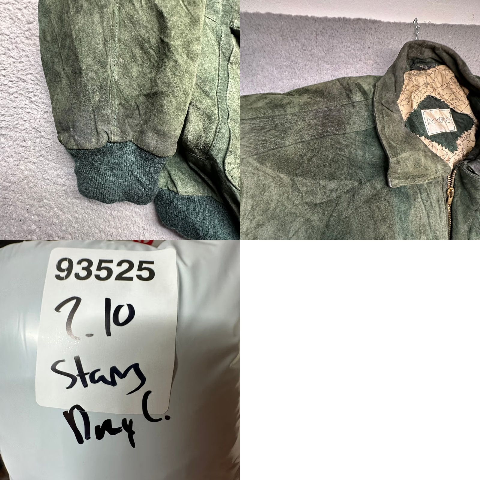 Vintage VINTAGE Repertoire Leather Bomber Aviator Flight Jacket Mens XL Green Map Lined Size US XL / EU 56 / 4 - 10 Thumbnail