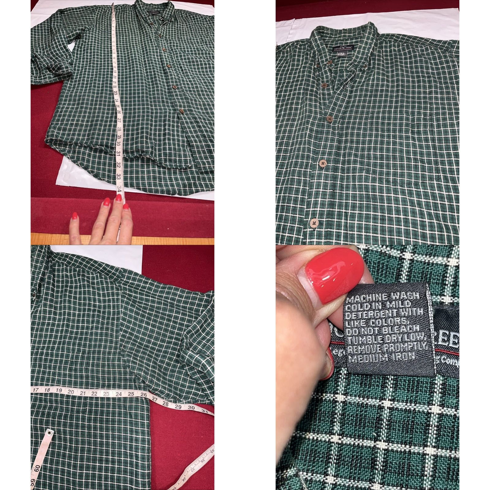 Vintage VINTAGE Moose Creek Button-Up Shirt Linen Checkered Plaid Green White Long Sleeve XL Men Size US XL / EU 56 / 4 - 8 Thumbnail