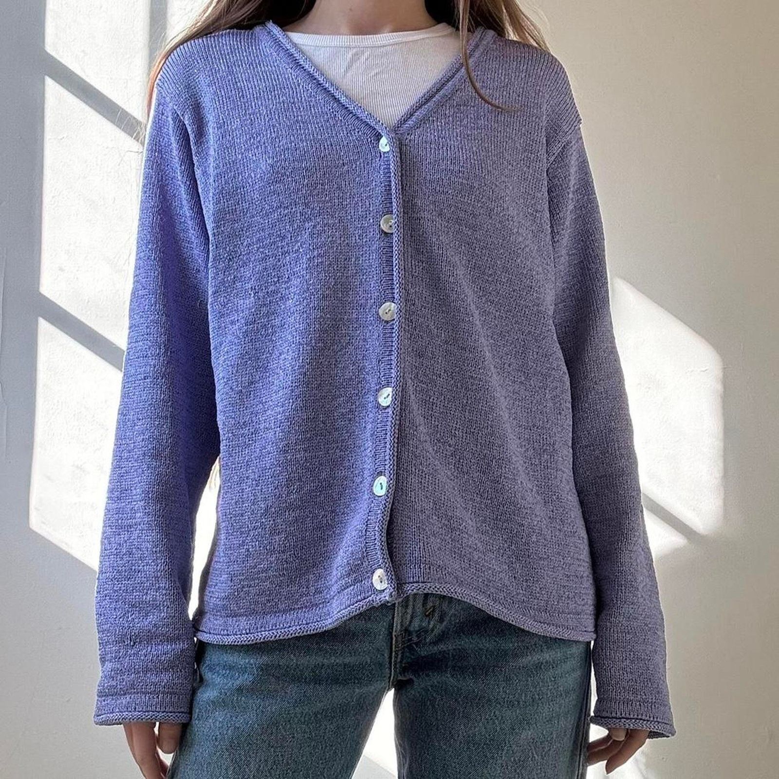 Vintage Vintage Tribeca Studio Purple Knit Cardigan Medium Y2K Size M / US 6-8 / IT 42-44 - 2 Thumbnail