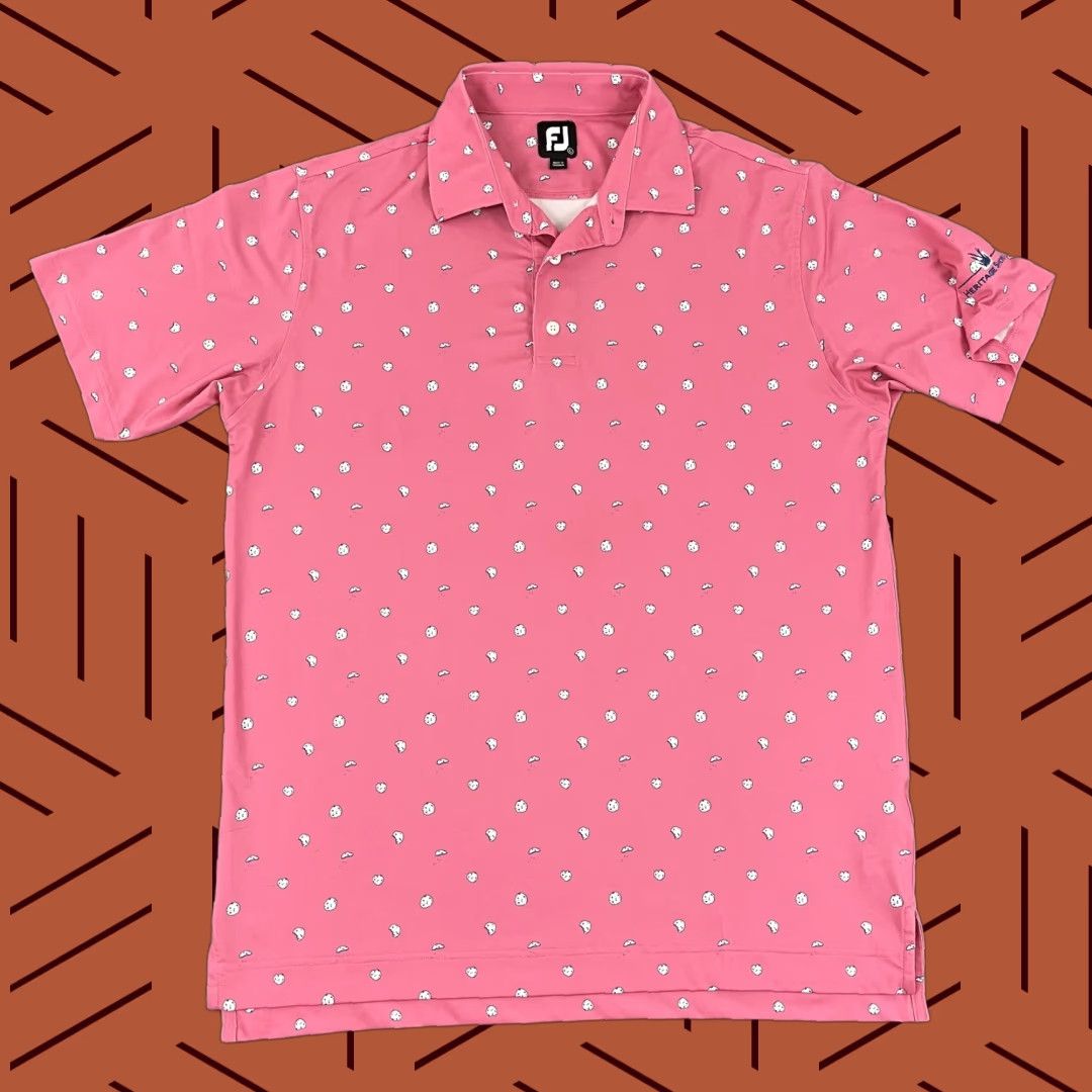Footjoy FootJoy Polo Shirt Mens Large Pink Cookie Print Performance Golf Heritage Shores Polo Shirt Mens Large Pink Cookie Print FootJoy Size US L / EU 52-54 / 3 - 1 Thumbnail