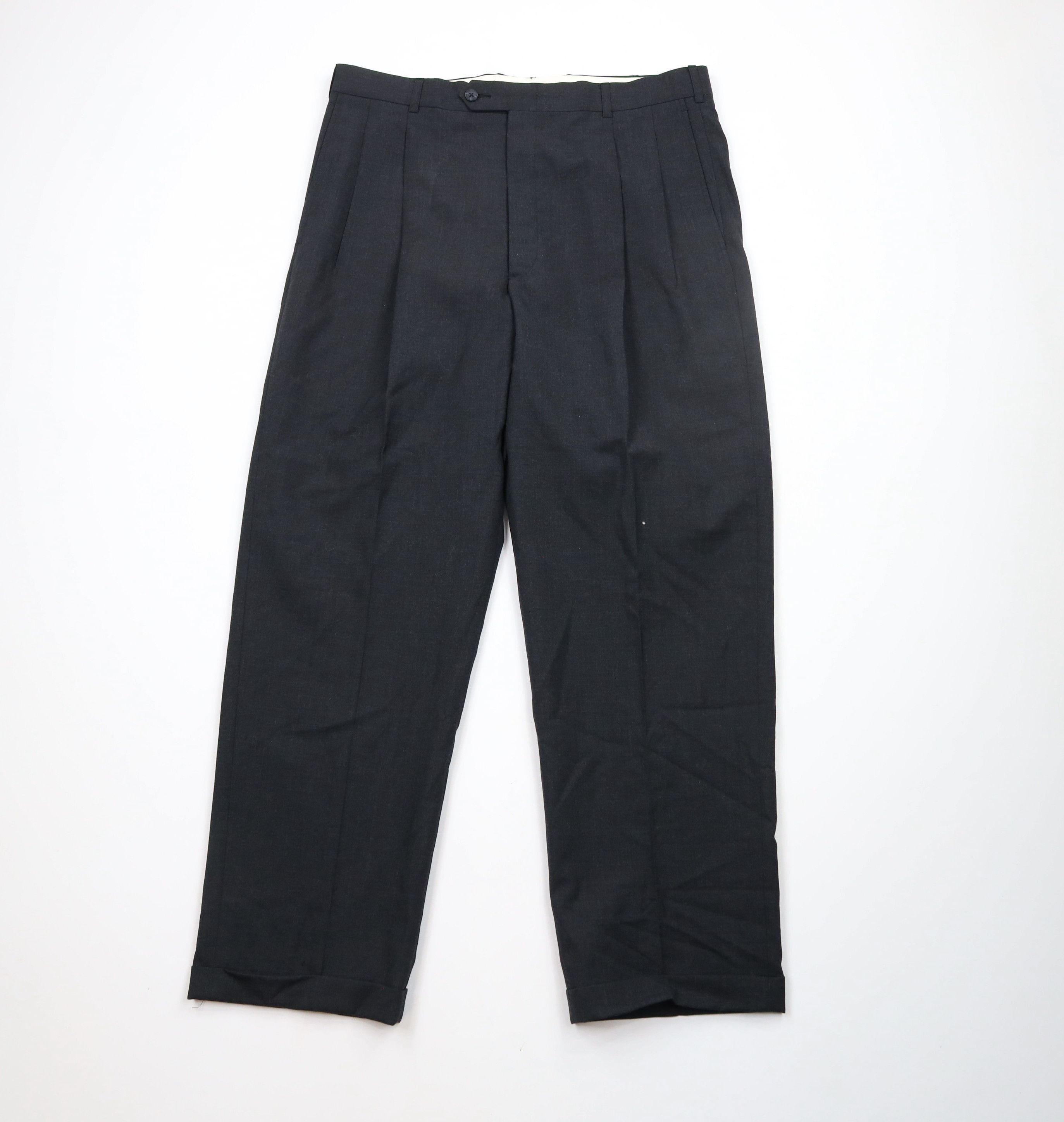 Vintage Vintage 90s Streetwear Pleated Worsted Wool Wide Leg Pants Size US 36 / EU 52 - 1 Thumbnail