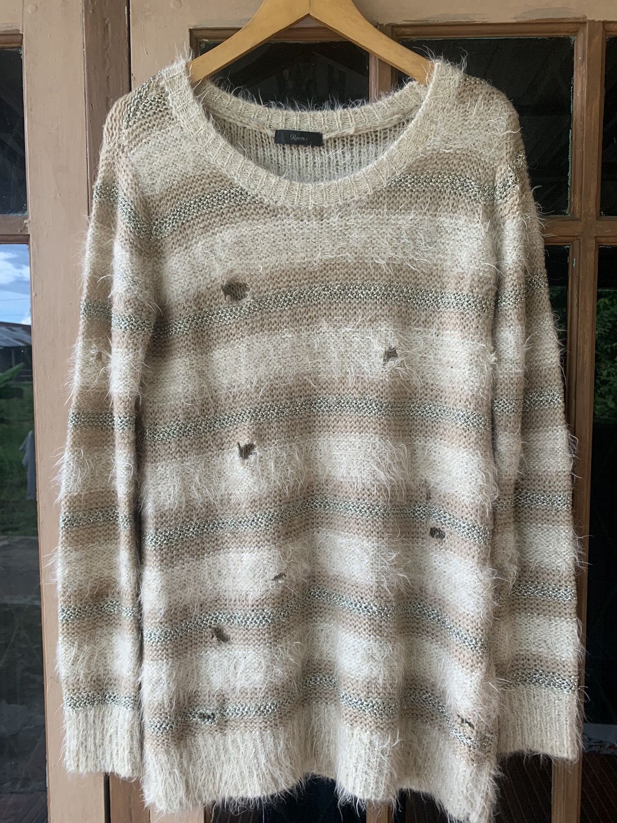 20471120 💸BINDINGOFFER💸JapaneseBrand Roem Mohair Distressed Knit Size US L / EU 52-54 / 3 - 1 Thumbnail