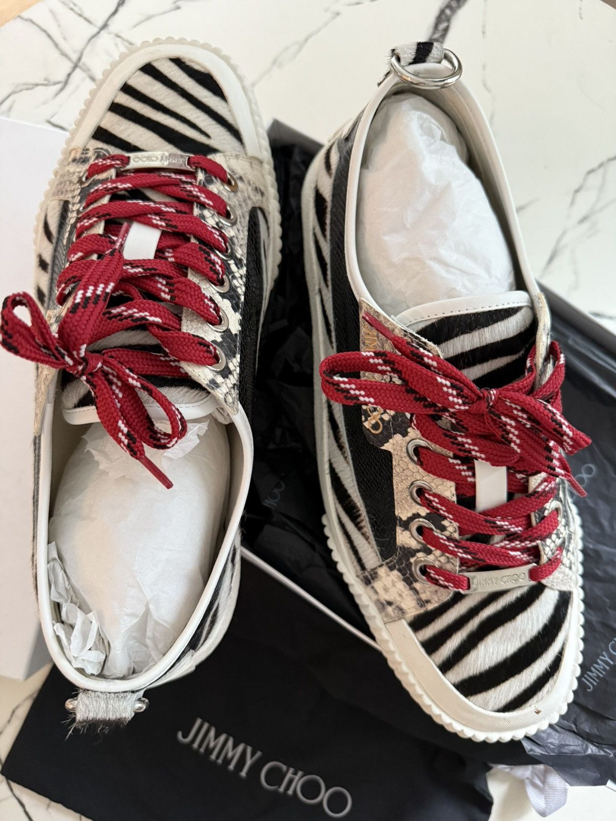 Jimmy Choo Jimmy Choo 'Impala Lo/M' Snake Embossed Leather/Zebra Print Size US 10 / EU 43 - 2 Thumbnail