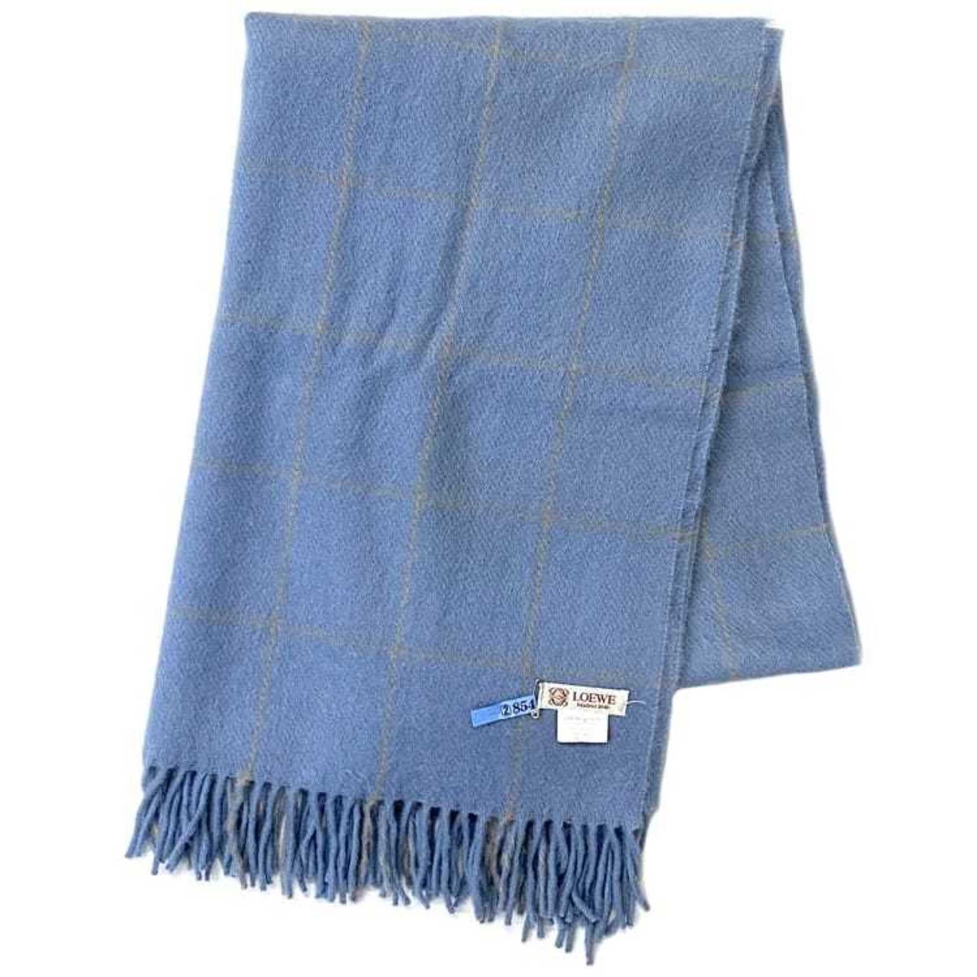 Loewe LOEWE Scarf ec-21134 Light Blue Check Cashgora 60% Wool 40% Stole Women's Size ONE SIZE - 1 Thumbnail