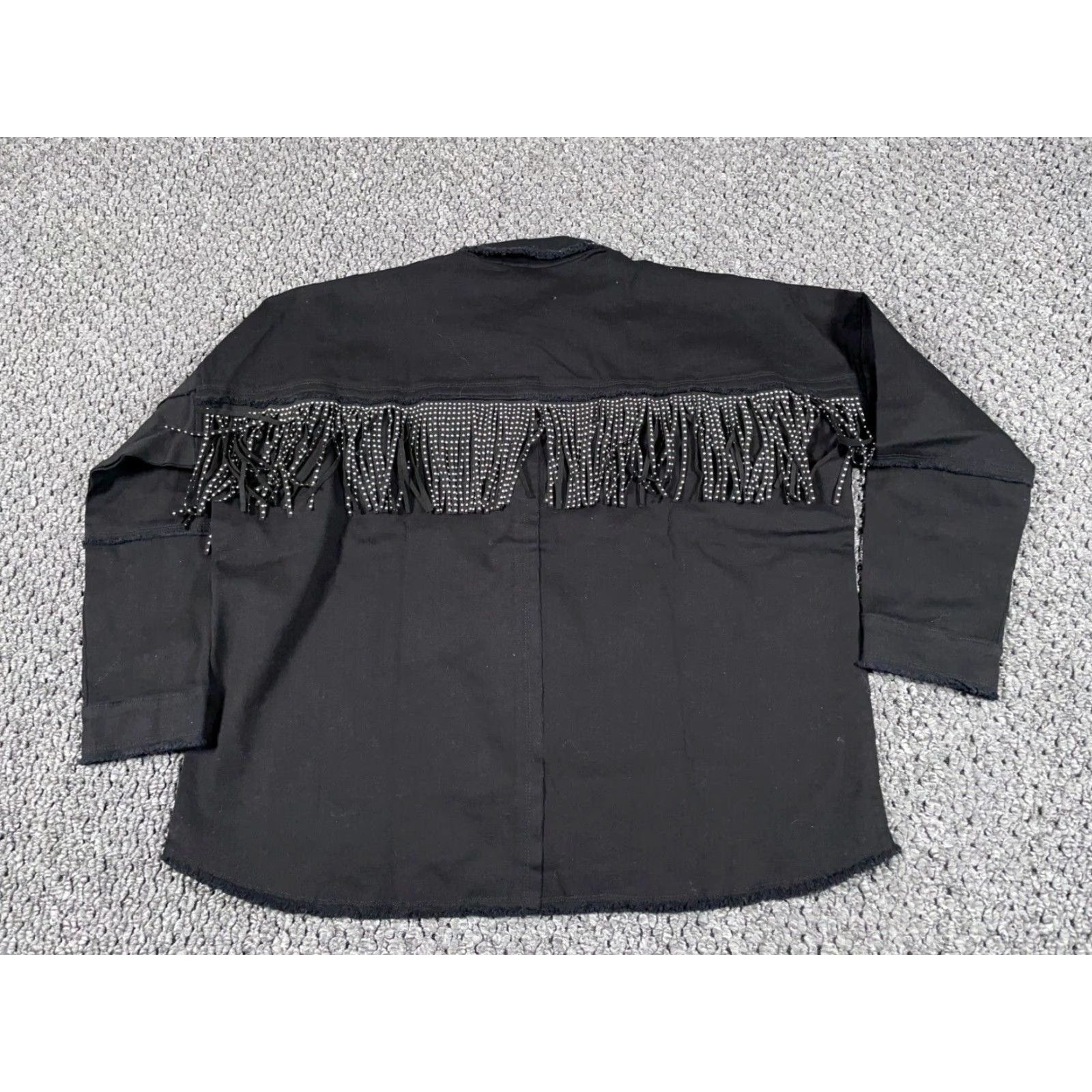Vintage VINTAGE Western Fringe Snap Button Jacket Women’s Medium Black Cowboy Cowgirl Retro Western Rockabilly Denim 90s Girls Size M / US 6-8 / IT 42-44 - 2 Thumbnail