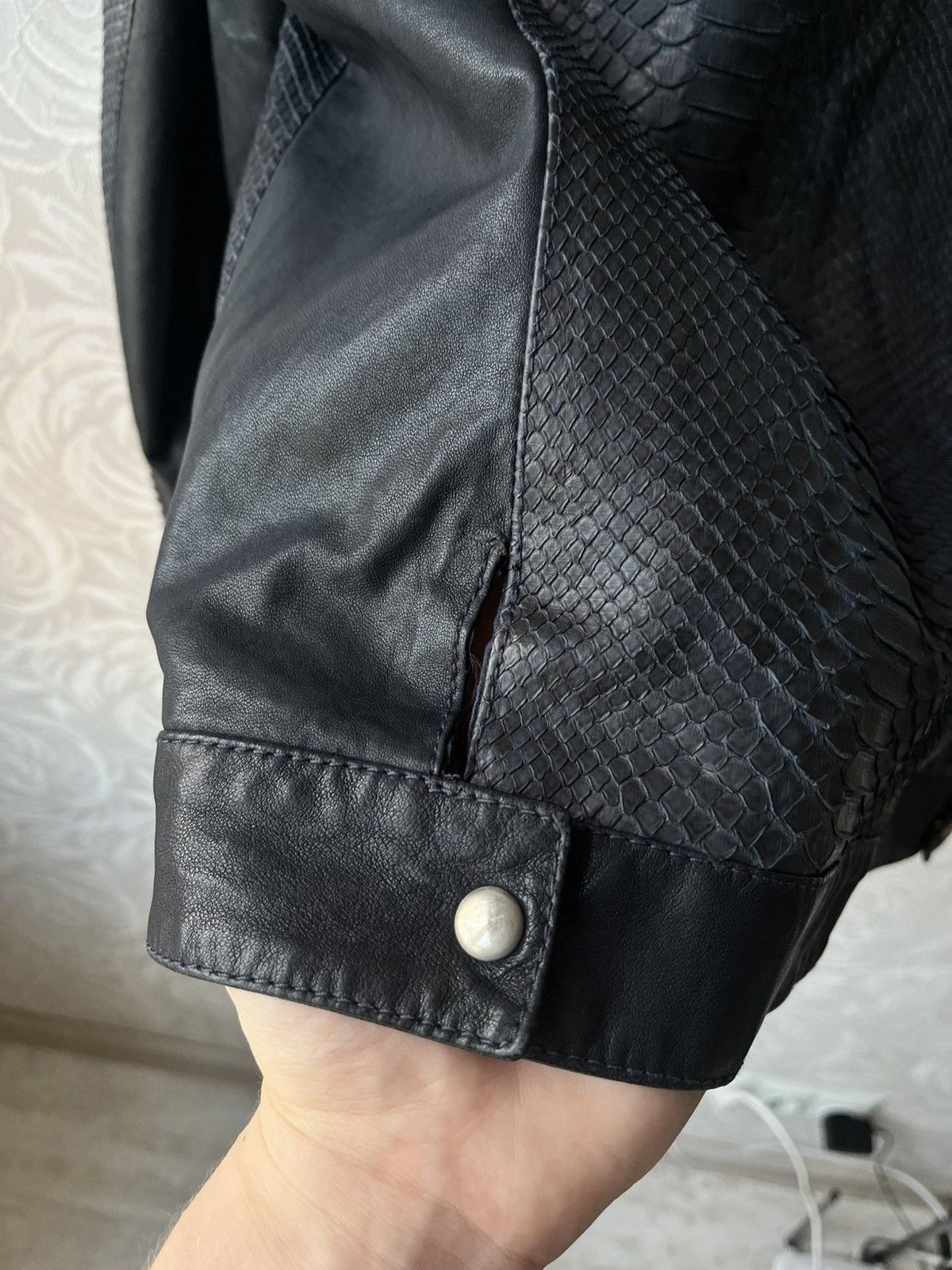 Genuine Leather Real Python Leather Italy Jacket Navy Blue Zip Up Bomber Size US L / EU 52-54 / 3 - 11 Thumbnail