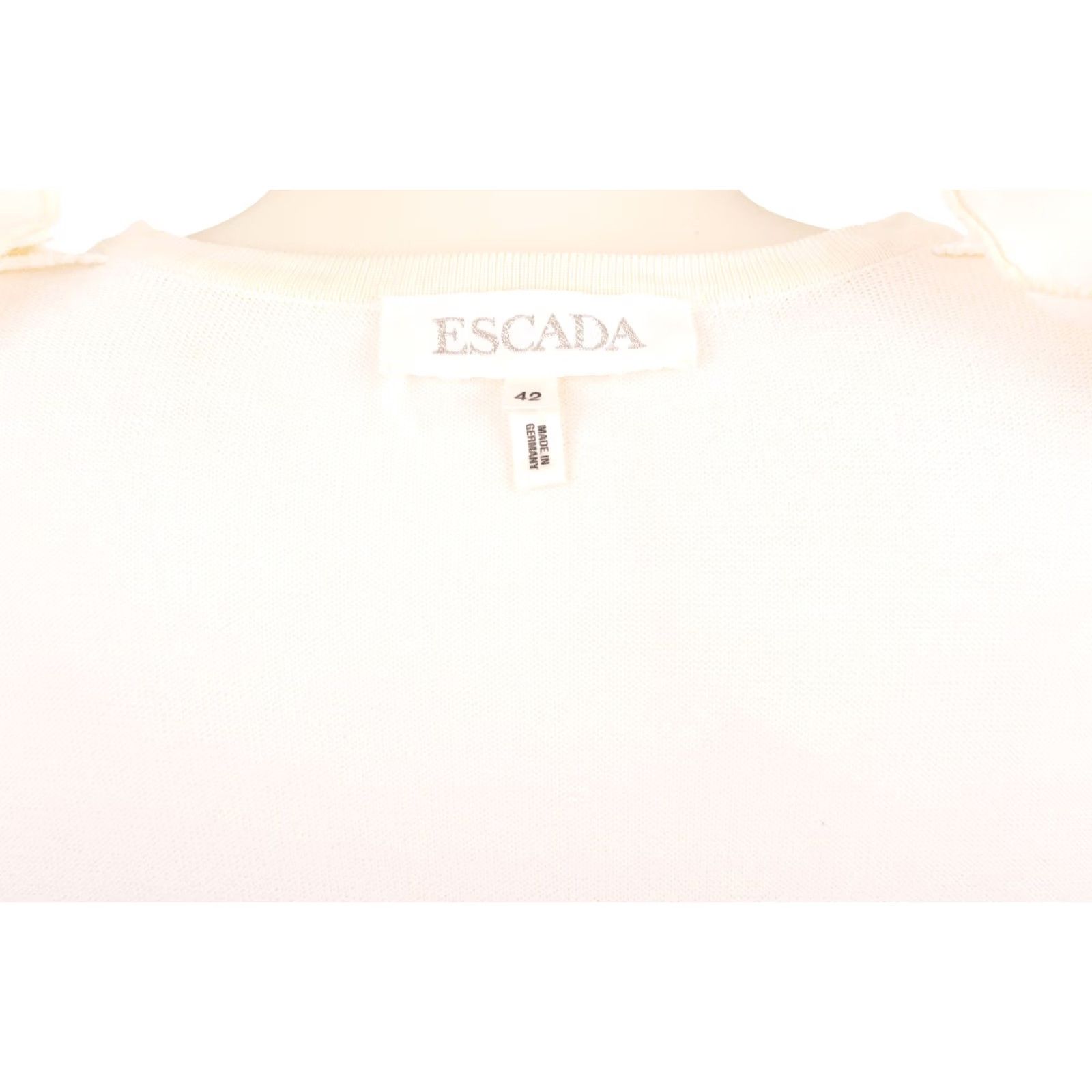 Escada VINTAGE Escada Cardigan Top Shirt Womens 42 White Cupro 88% Nylon 12% PA Germany 60cm 50cm 46cm 60cm 23.23" 90s? Size M / US 6-8 / IT 42-44 - 7 Thumbnail