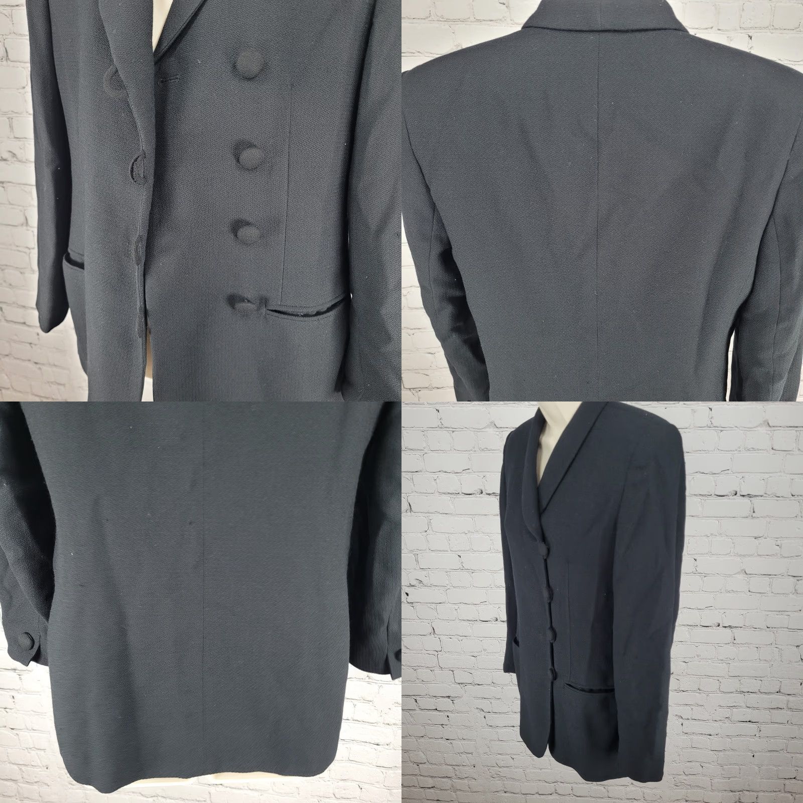 Vintage The Executive Suite Black 100% Worsted Wool Buttoned Jacket 8P Womens Shirt Coat or Jacket? Size M / US 6-8 / IT 42-44 - 9 Thumbnail