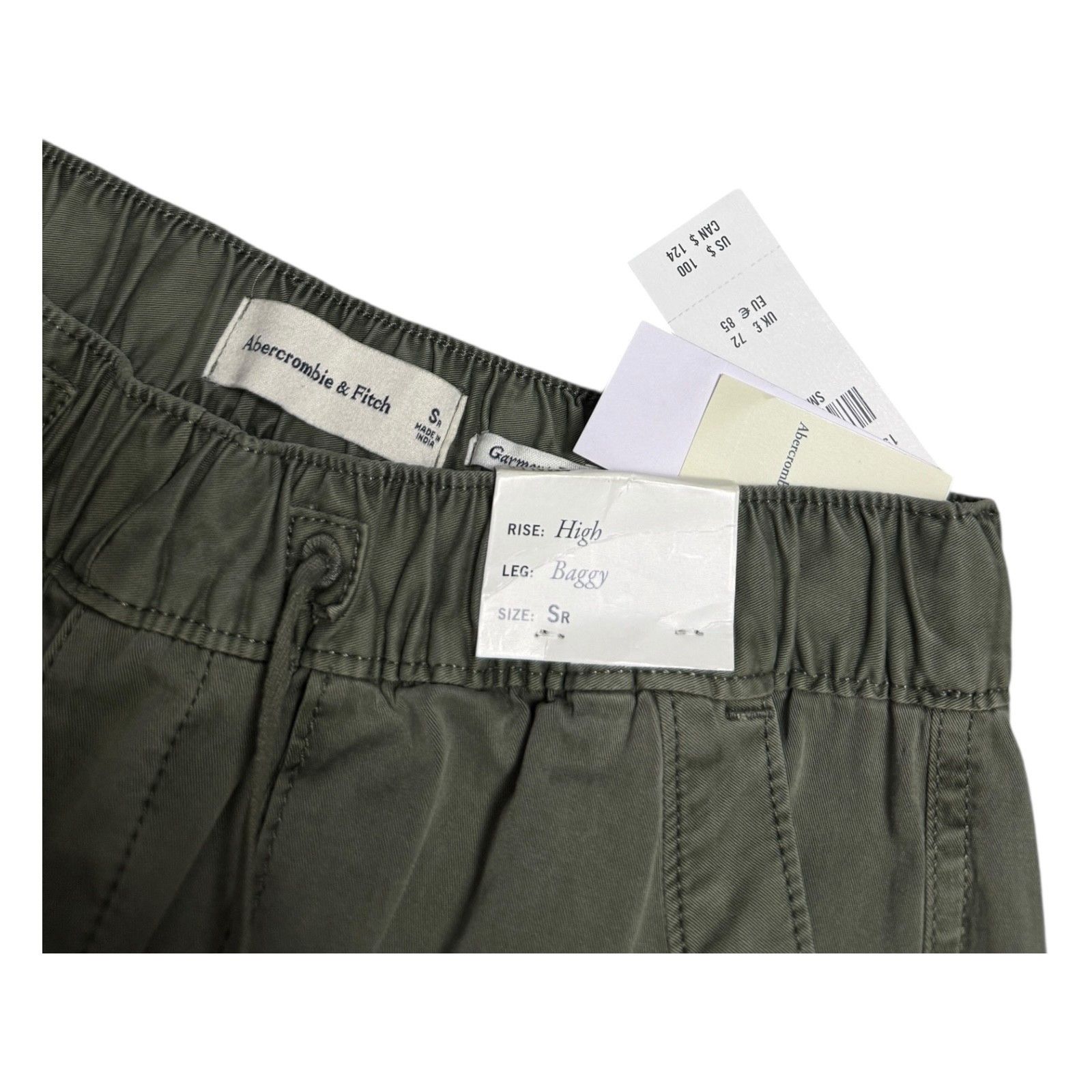 Abercrombie & Fitch ABERCROMBIE & FITCH High Rise BAGGY Cargo Wide Pants NWT S Size 28" / US 6 / IT 42 - 5 Thumbnail