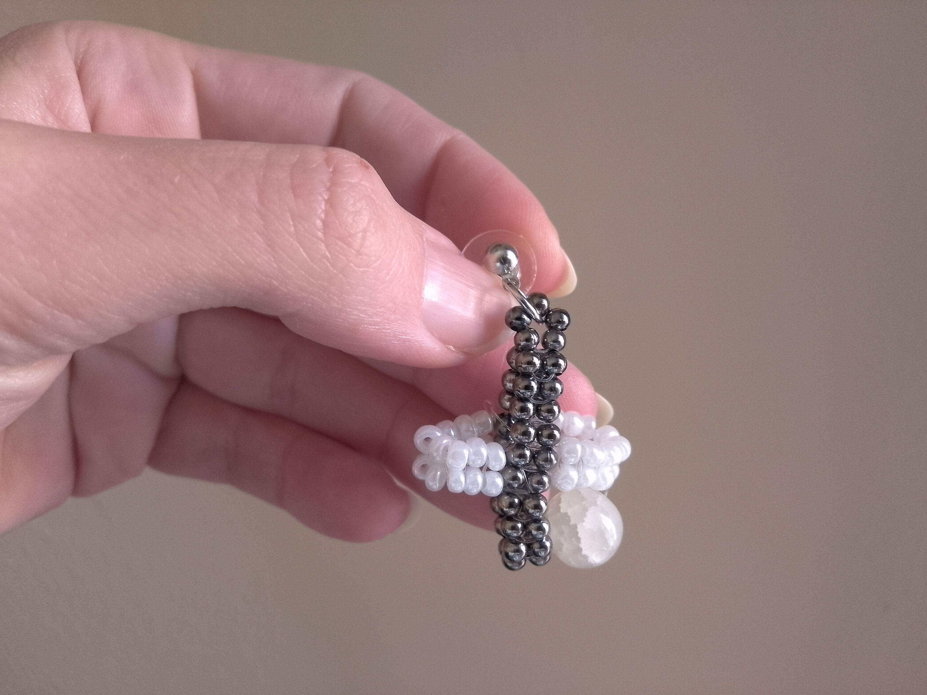 Handmade Earrings Natural Stones Cross X Shape Elegant Size ONE SIZE - 2 Thumbnail