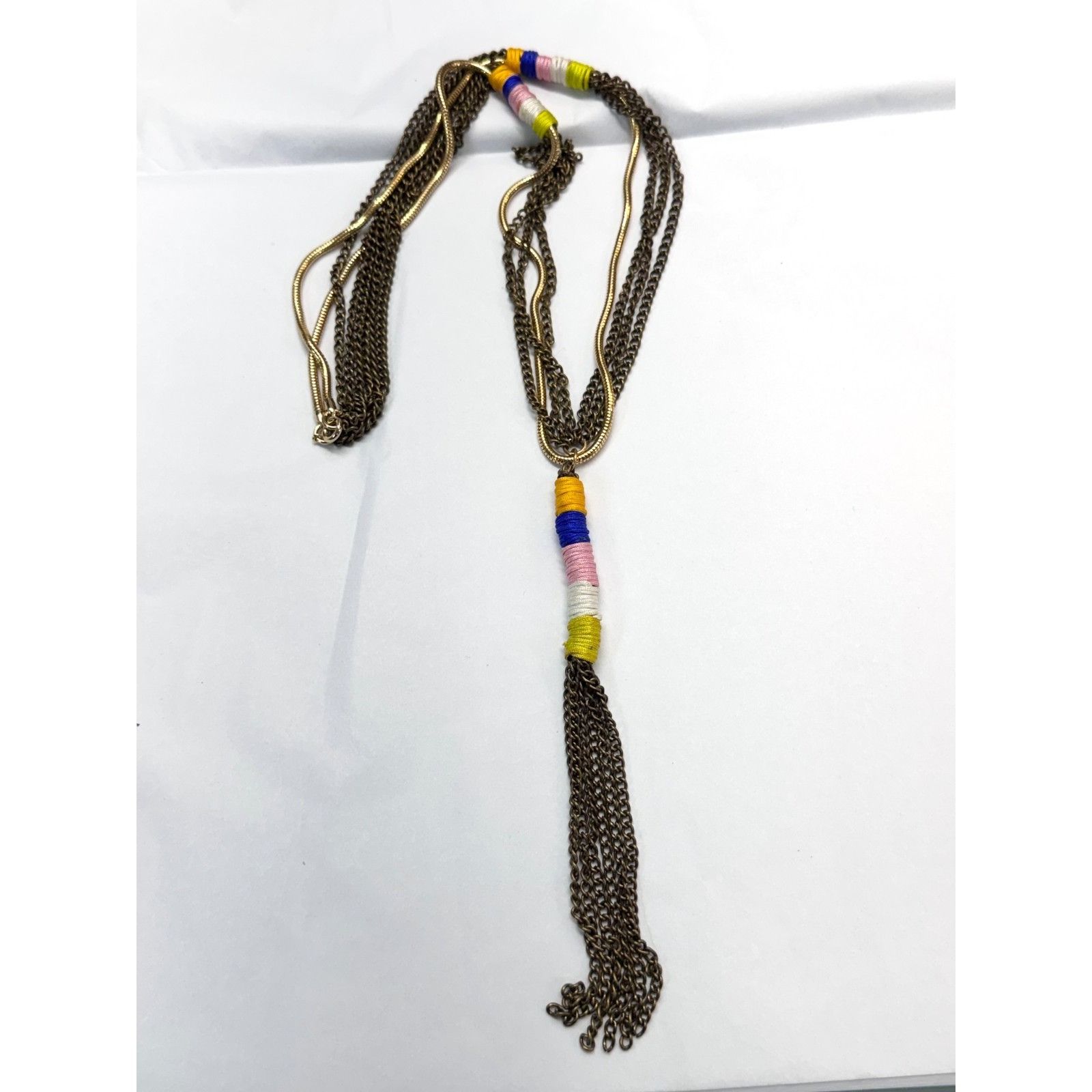 Vintage Vintage multi chain silk wrap tassel necklace Size ONE SIZE - 3 Thumbnail