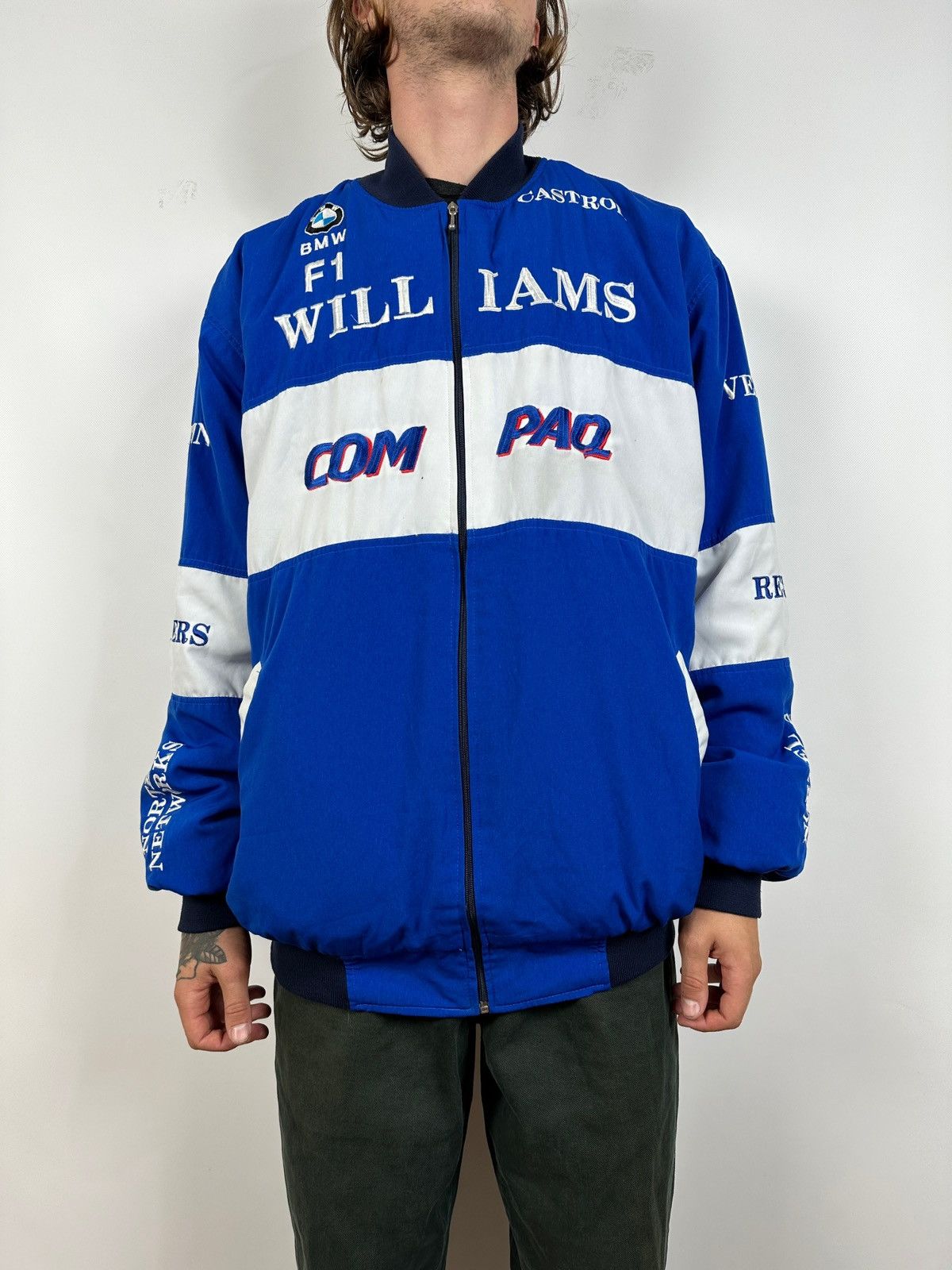 BMW Vintage BMW F1 Williams Ralf Schumacher Racing Bomber Jacket Size US XXL / EU 58 / 5 - 4 Thumbnail