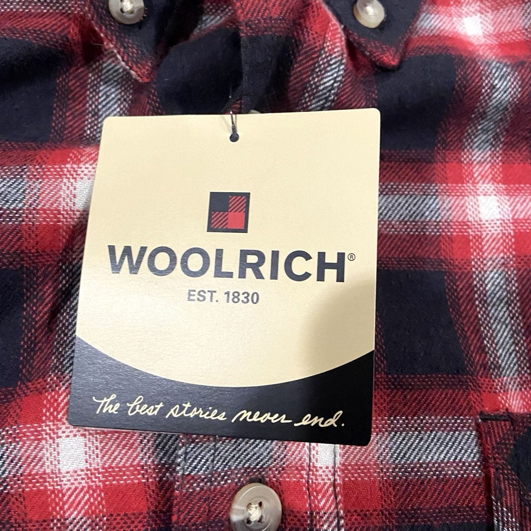 Vintage Woolrich Shirt Mens XL Red Plaid Long Sleeve Cotton Flannel Button-Up NWT Size US XL / EU 56 / 4 - 5 Thumbnail