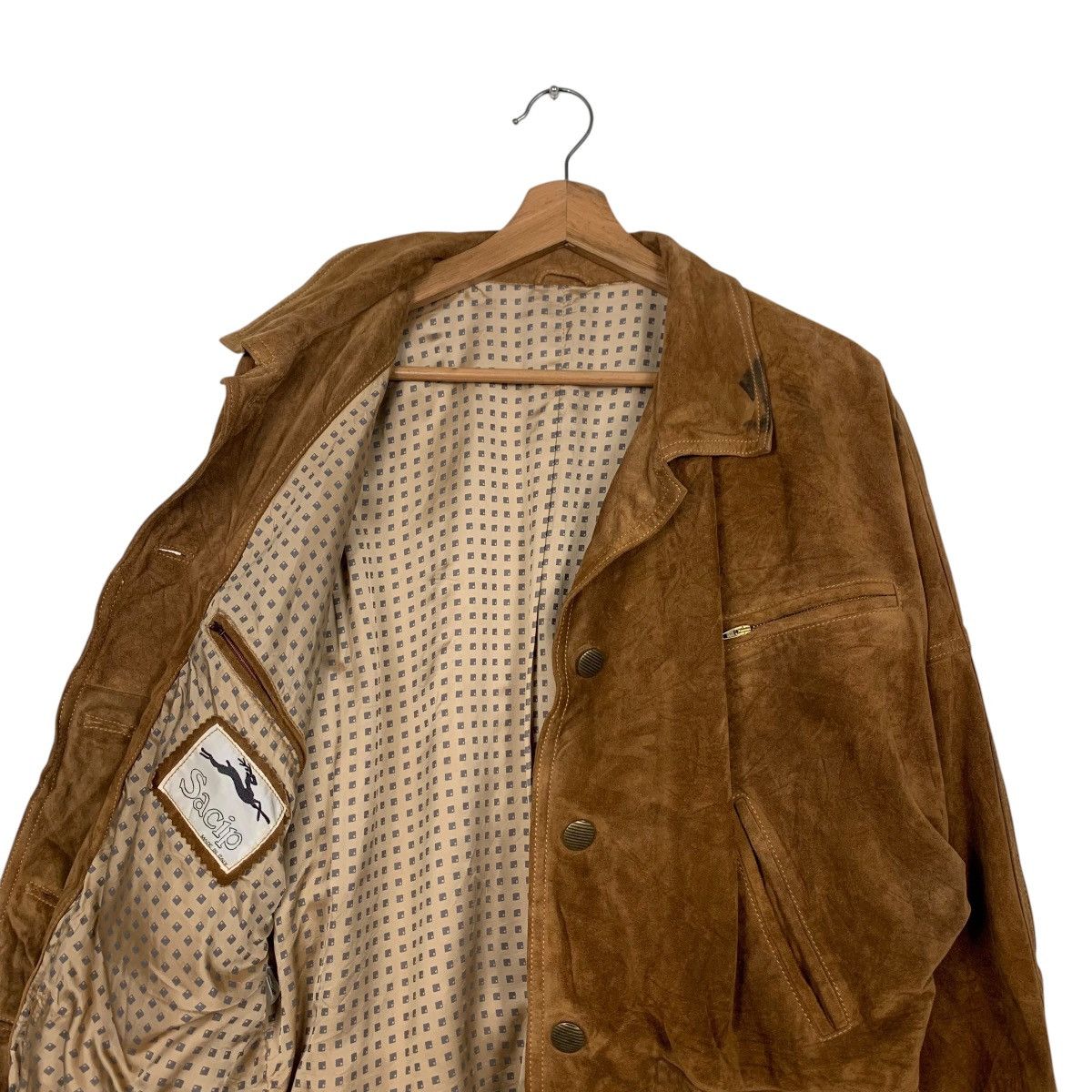 Vintage 80s SACIP Made in Italy Deer Suede Leather Jacket #2552-C115 Size US M / EU 48-50 / 2 - 10 Thumbnail