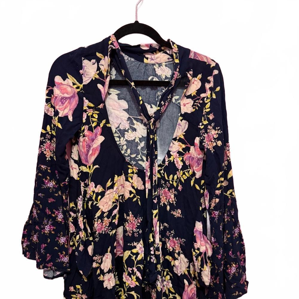 Designer Floral Print Long Sleeve Top Size S / US 4 / IT 40 - 2 Thumbnail