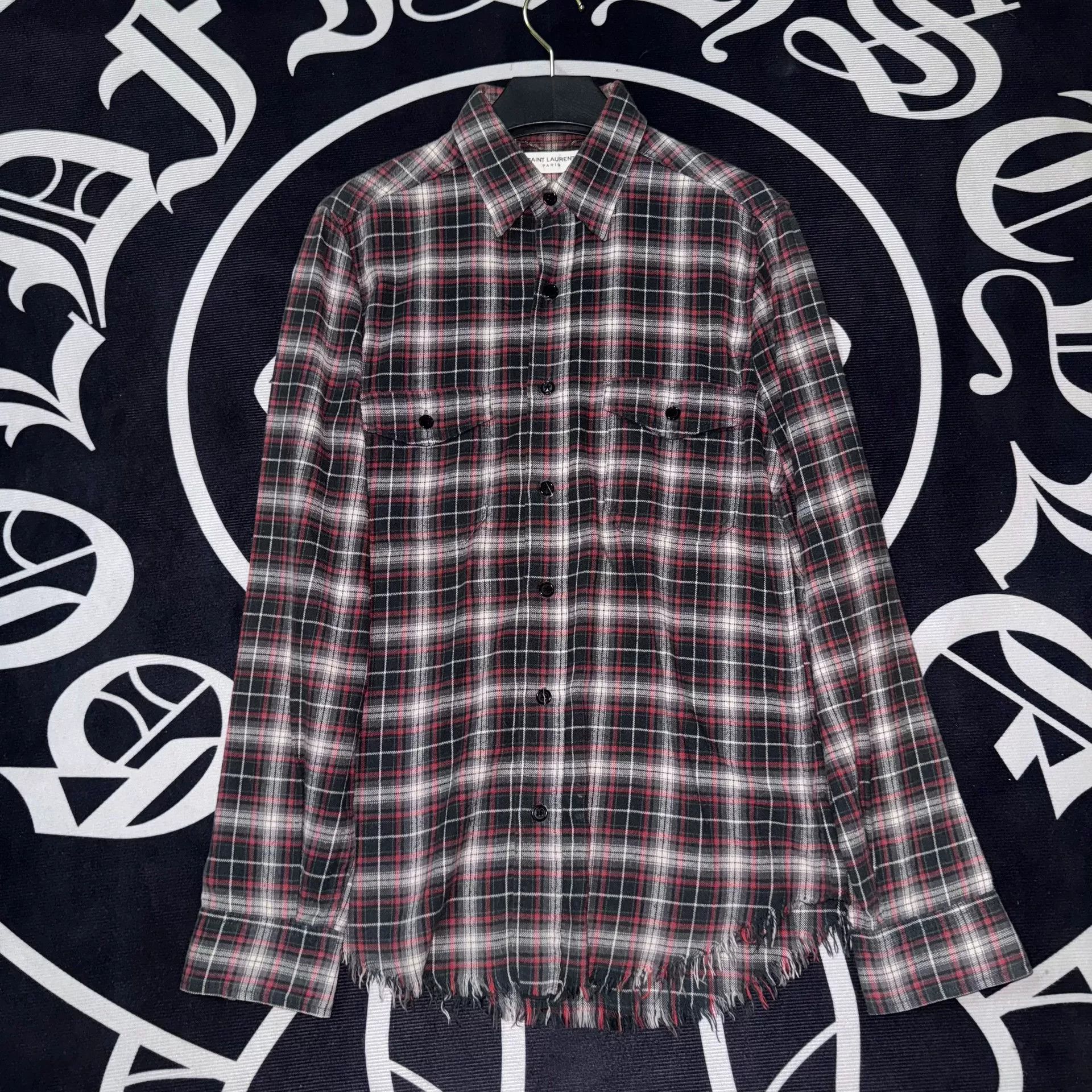 Saint Laurent Paris Saint Laurent 16SS Fringe Check Shirt Size US S / EU 44-46 / 1 - 1 Thumbnail