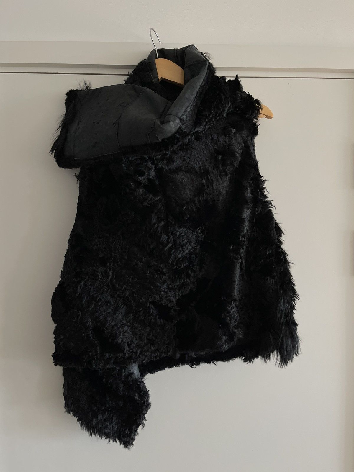 image of Ann Demeulemeester Fur Vest in Black, Women's (Size Small)