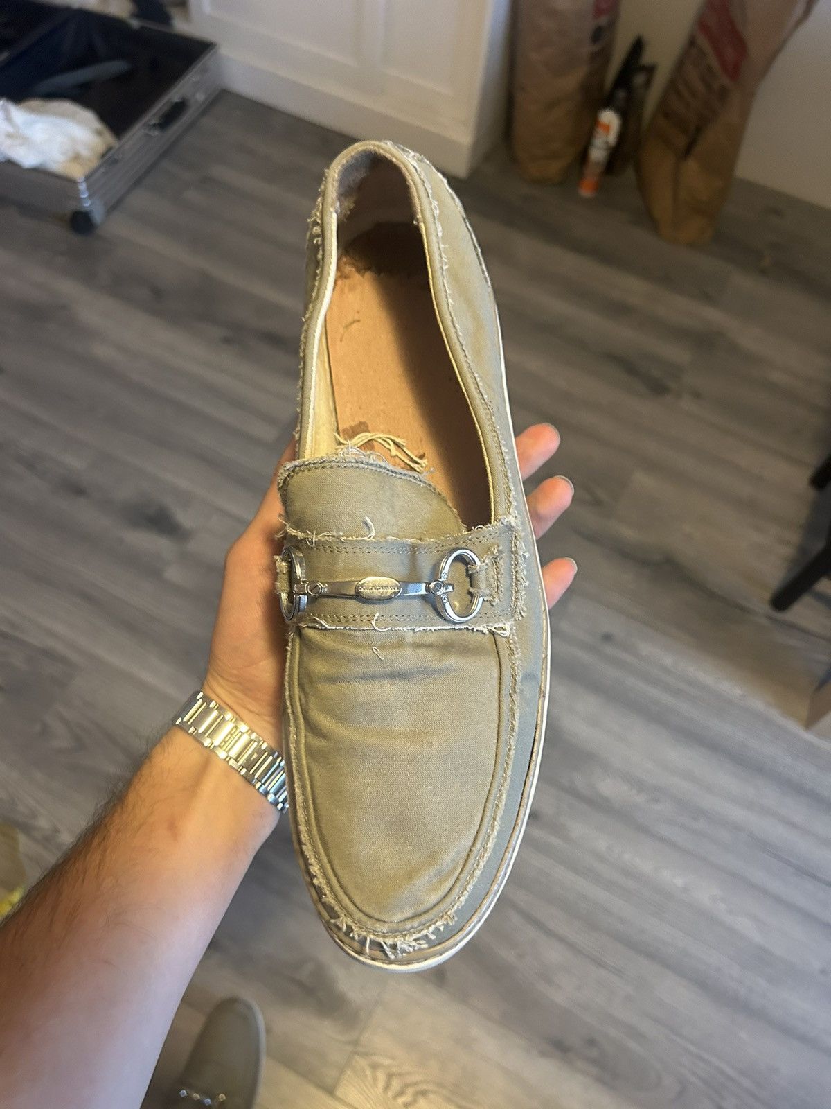 Dolce & Gabbana Dolce & Gabbana Distressed Canvas Horsebit Loafers Size US 11 / EU 44 - 12 Thumbnail