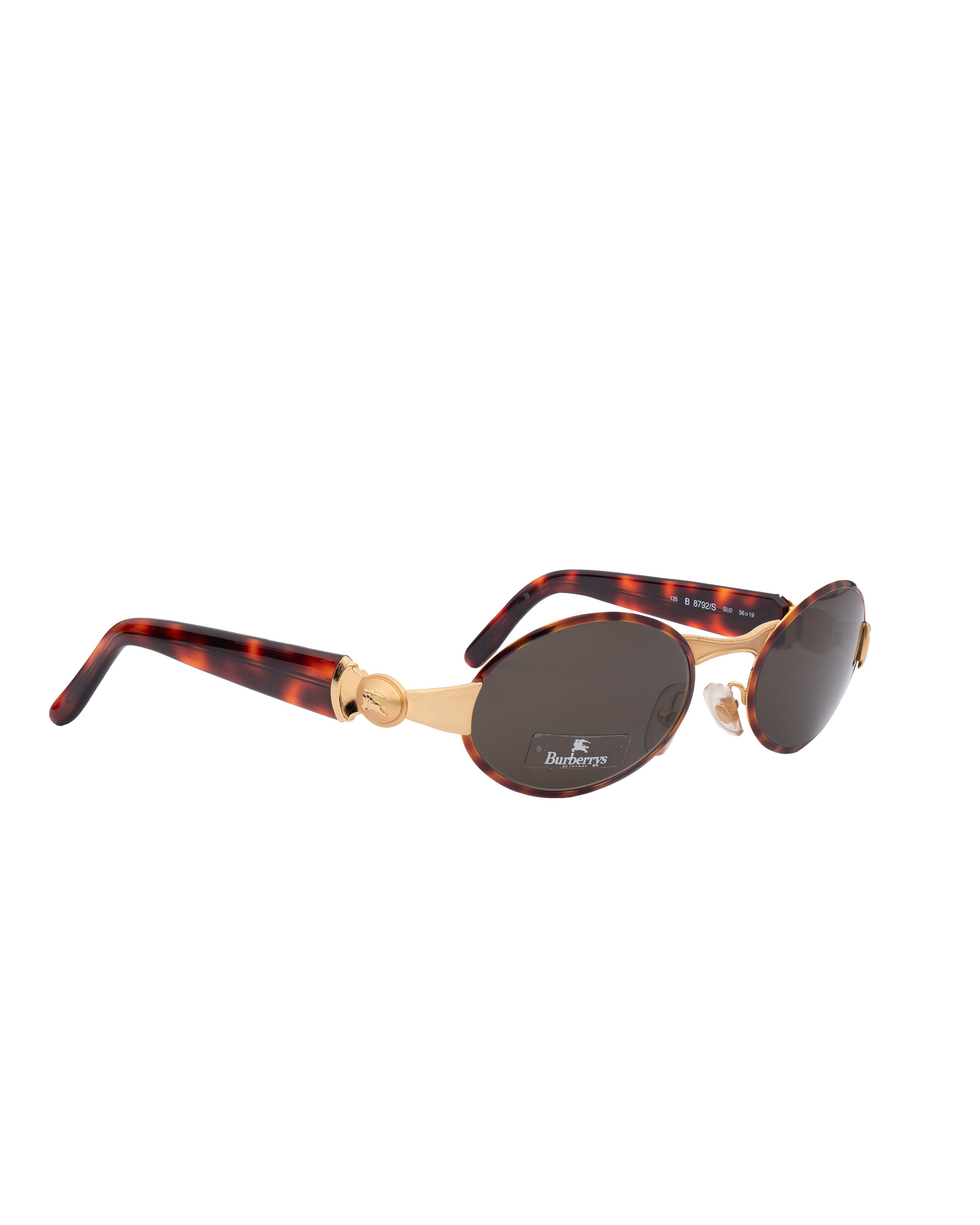 Burberry '90s Gold Havana Brown Oval Sunglasses