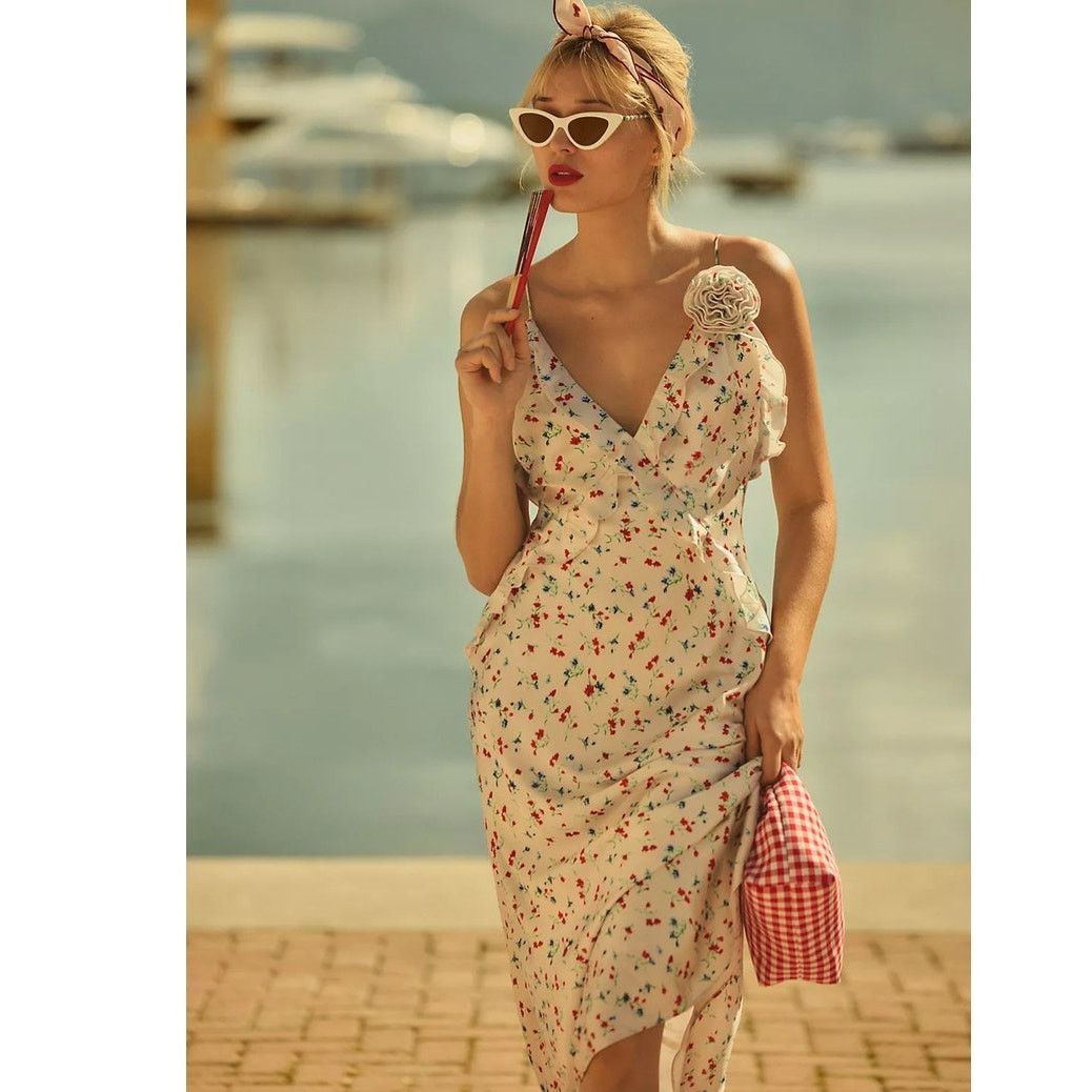 Anthropologie NWT Bardot Olea Sleeveless Ruffle Midi Dress $148 SIZE 8 Size M / US 6-8 / IT 42-44 - 5 Thumbnail