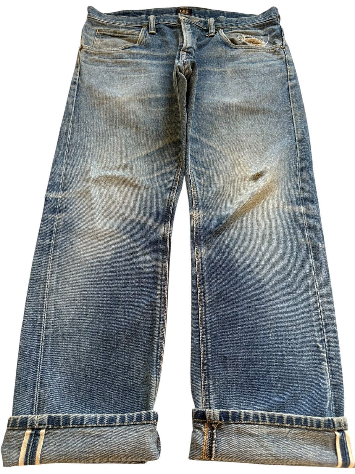 Lee Vintage Lee 101 Selvedge Mud Wash Distressed Jeans Size US 32 / EU 48 - 1 Thumbnail
