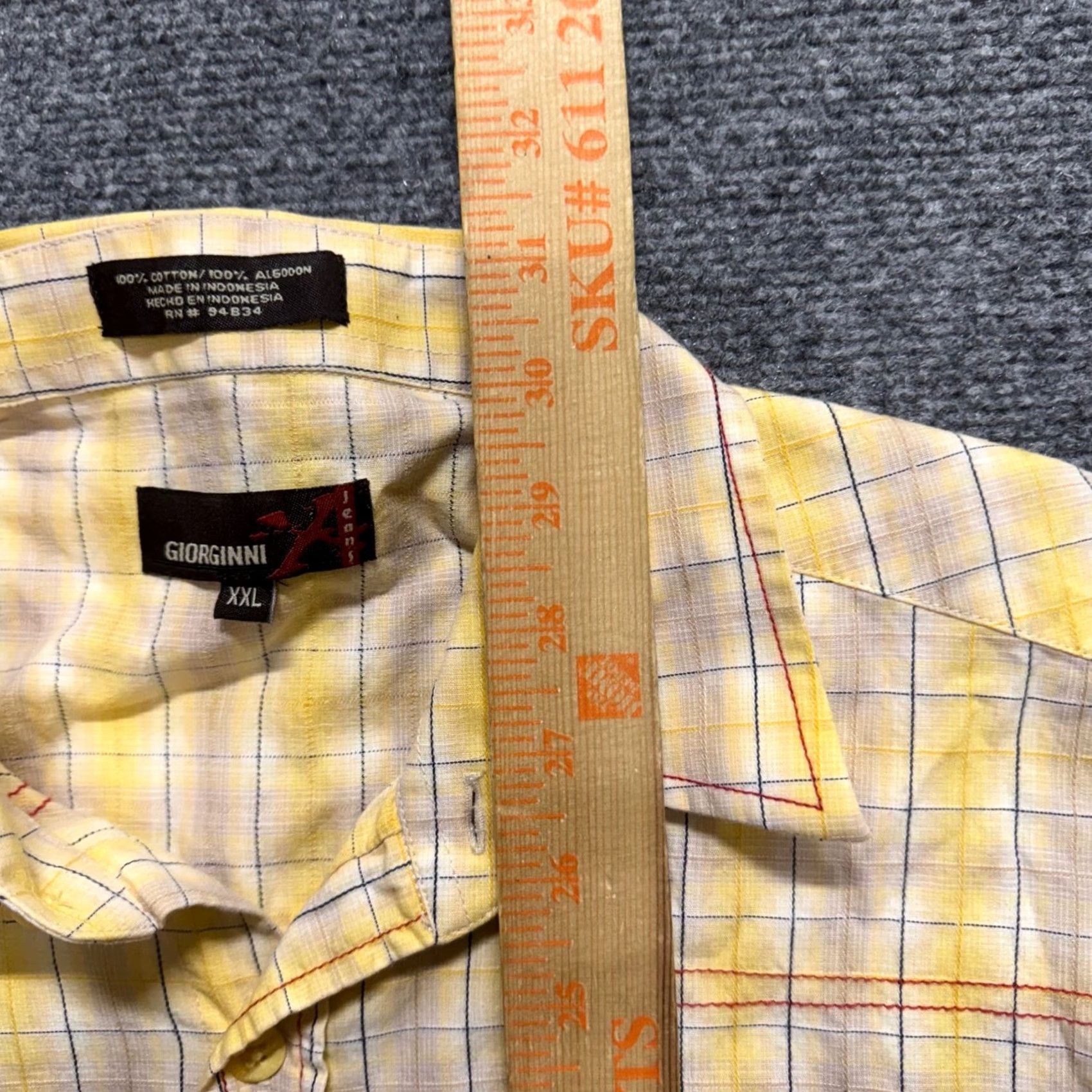 Vintage VINTAGE Giorginni Jeans Flannel Button Up Shirt XL Men's Yellow Striped Y2K Western Regular Size US XL / EU 56 / 4 - 7 Thumbnail