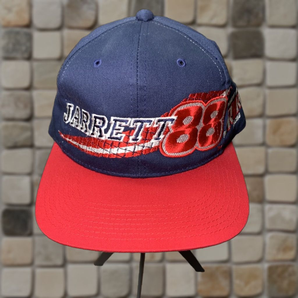 NASCAR Dale Jarrett 88 NASCAR Hat Cap 50TH Anniversary Roberts Yates Racing SnapBack Unisex Adults Adjustable Cotton Baseball Cap Blue Red Size ONE SIZE - 1 Thumbnail