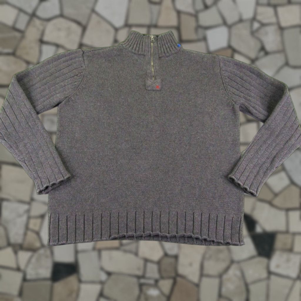 Ralph Lauren Vintage Ralph Lauren Men’s Sweater Pullover 1/4 Zip Knit Mock Neck Gray L Cotton Preppy Size US L / EU 52-54 / 3 - 1 Thumbnail