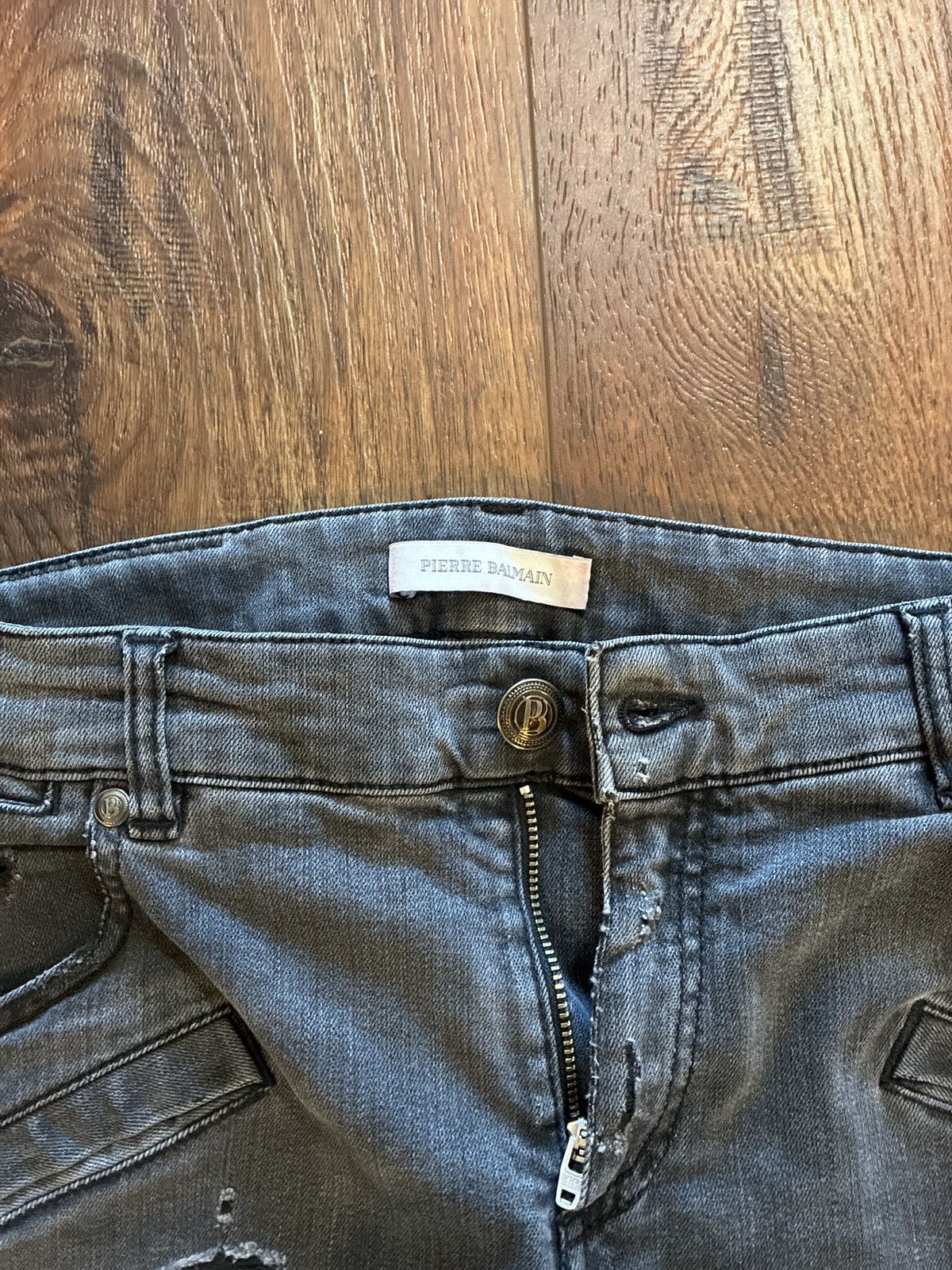 Pierre Balmain Pierre Balmain Leather Repaired Biker Denim Size US 29 - 3 Thumbnail