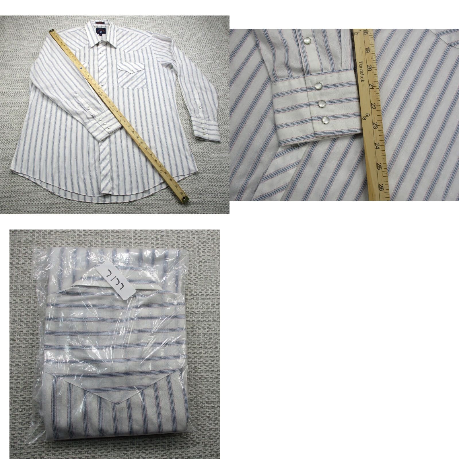 Vintage VTG Rock Creek Ranch Western Shirt Mens 17X34 Pearl Snap White Striped Cowboy Size US XL / EU 56 / 4 - 9 Thumbnail