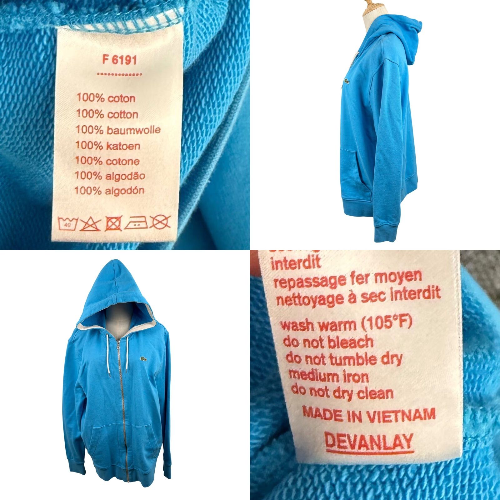 Vintage Lacoste L!VE full zip hoodie Blue 2XL Men Streetwear Hoodie Logo Embroidered Zip Pocket All Seasons Urban Designer Size US XXL / EU 58 / 5 - 8 Thumbnail
