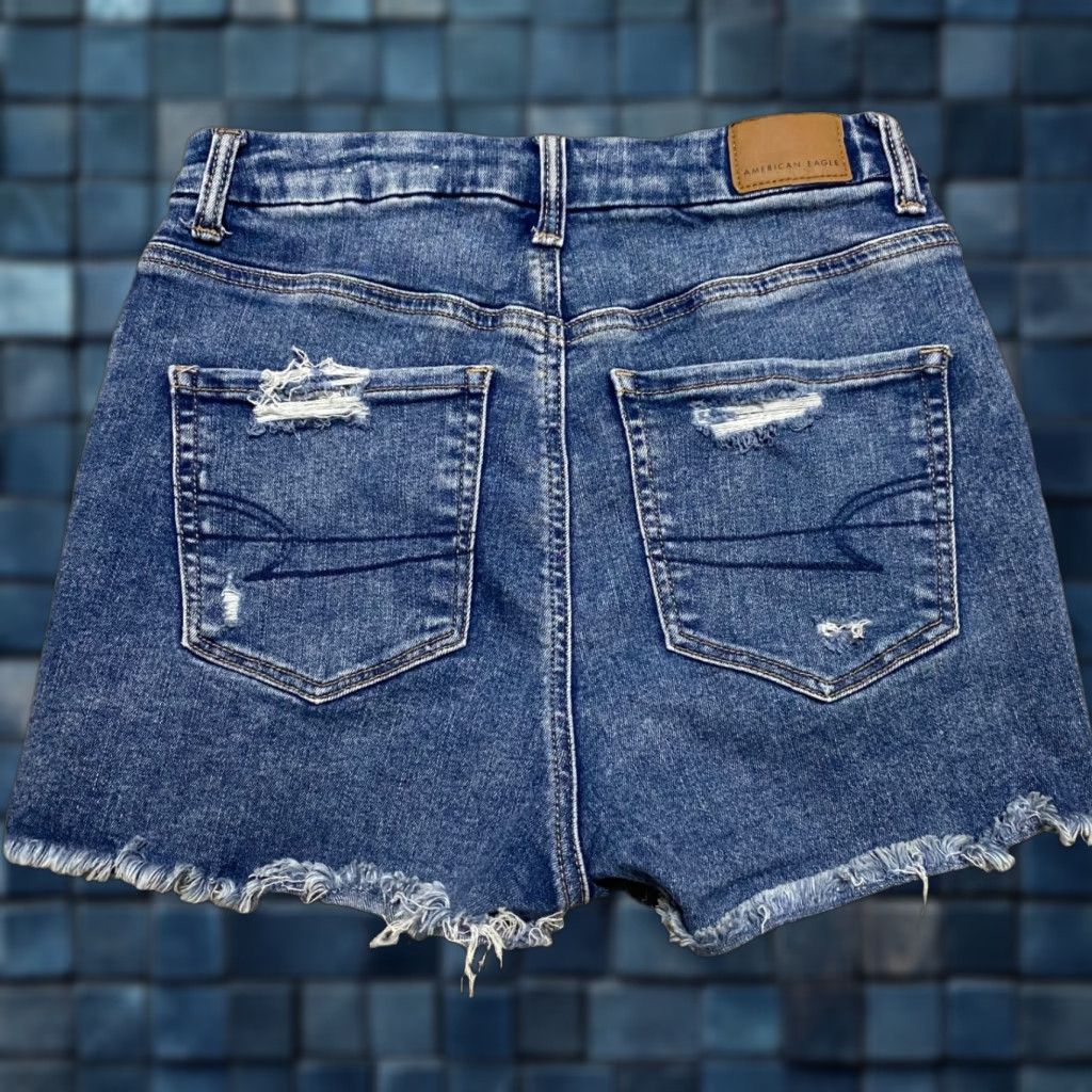 American Eagle Outfitters American Eagle Outfitters Jeans Shorts 4 Womens Blue Denim Medium Wash High Rise Distressed Stretch 5-Pocket Pattern Solid Modern Casual Women Size 27" / US 4 / IT 40 - 1 Thumbnail
