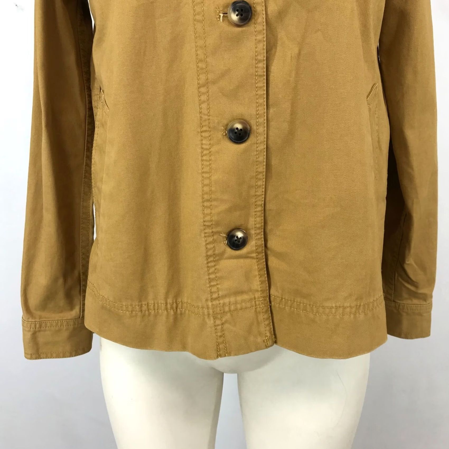 Madewell MADEWELL Women's XXS Long Sleeve Button Up Pleated Back Cotton Jacket Size XXS / US 00 / IT 34 - 3 Thumbnail