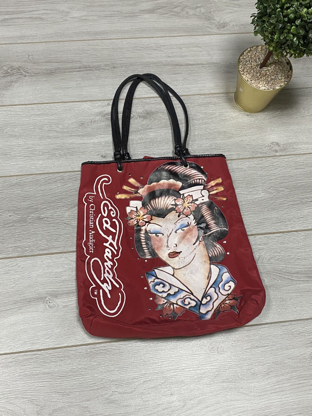 Ed Hardy Ed Hardy Japanese Geisha big logo bag shopper handle Size ONE SIZE - 3 Thumbnail