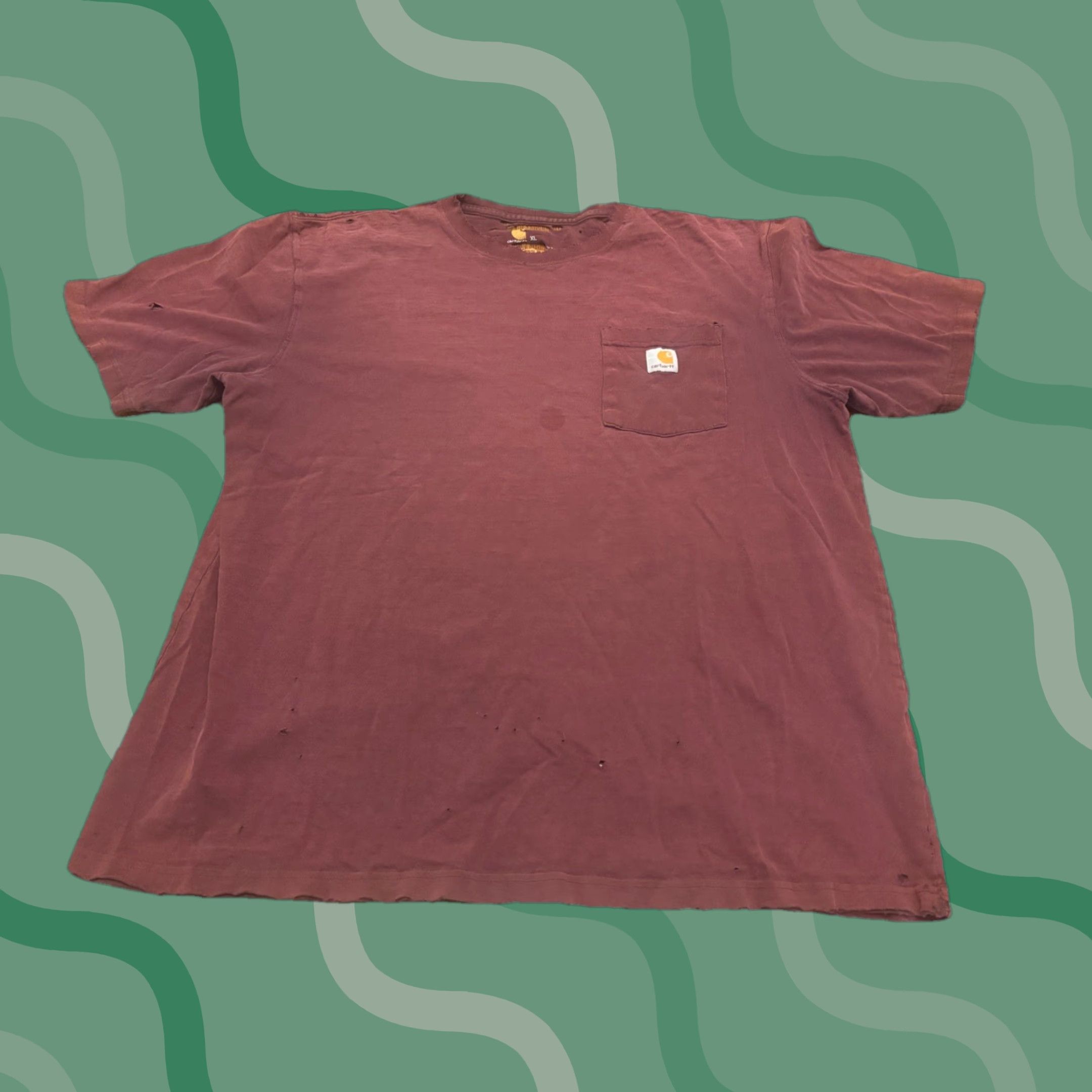 Carhartt VINTAGE Carhartt Shirt XL Red Cotton Short Sleeve Crew Neck Classic Mens Size US XL / EU 56 / 4 - 1 Thumbnail