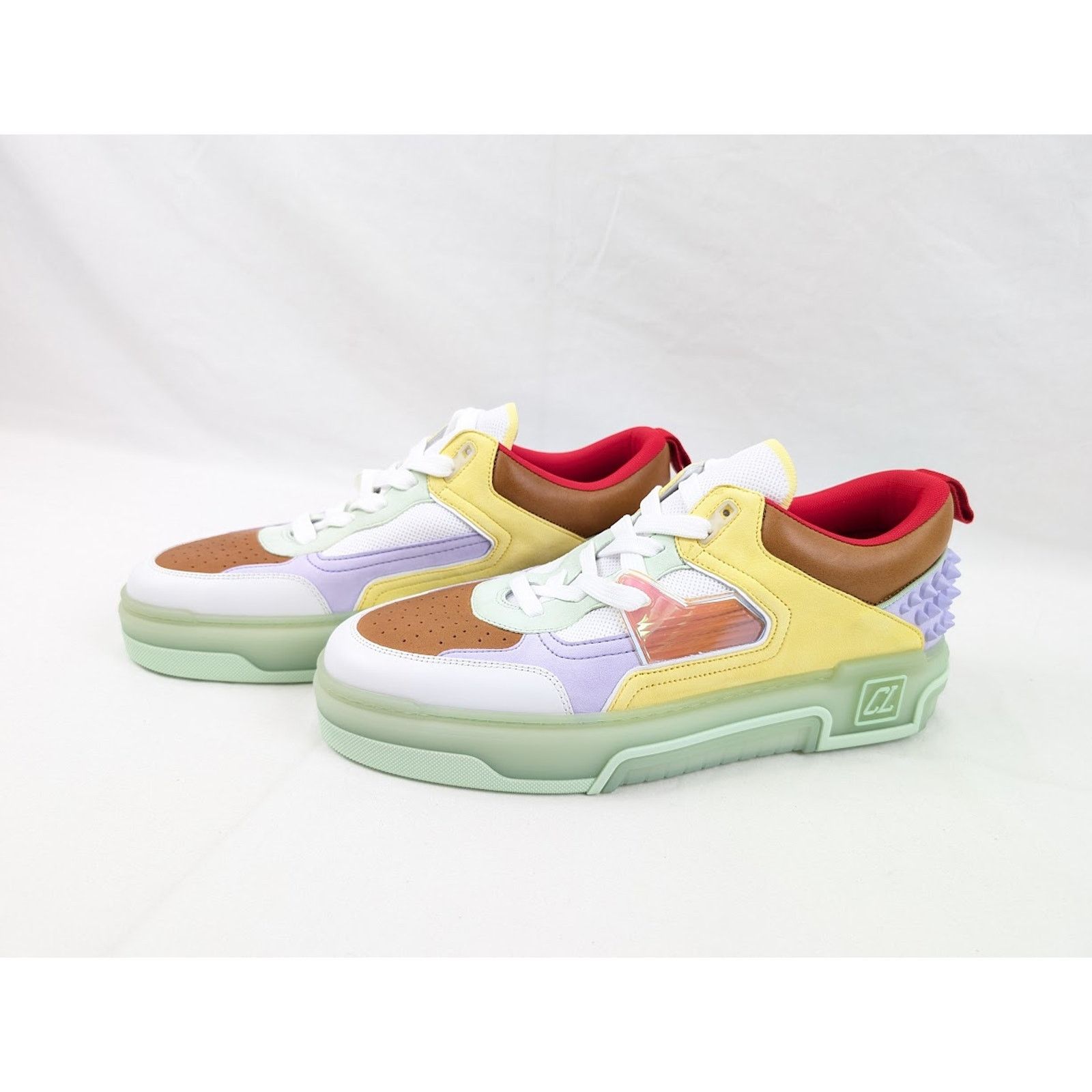 Christian Louboutin o1rshd1 Calf Astrol Loubi Flat Sneakers Studio Green/Lilac Size US 11 / EU 44 - 15 Thumbnail