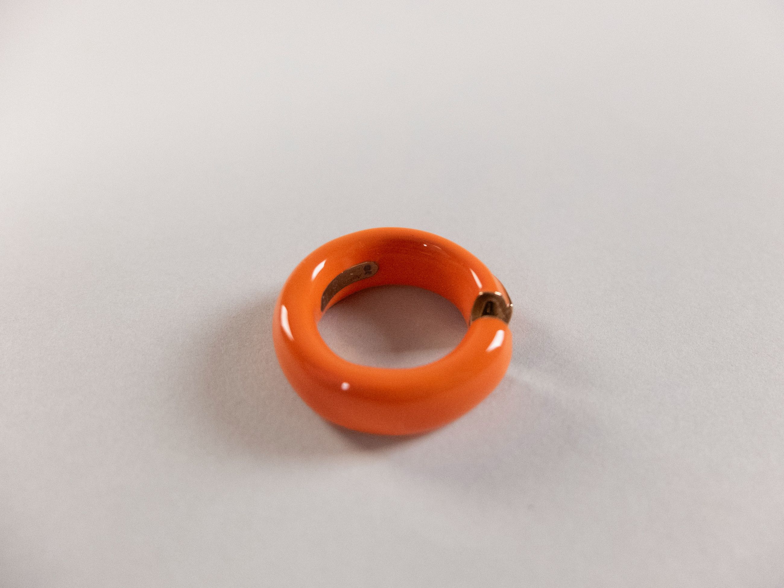 Bottega Veneta BOTTEGA VENETA Fold orange ring enamel & silver ring 15 q Size ONE SIZE - 6 Thumbnail