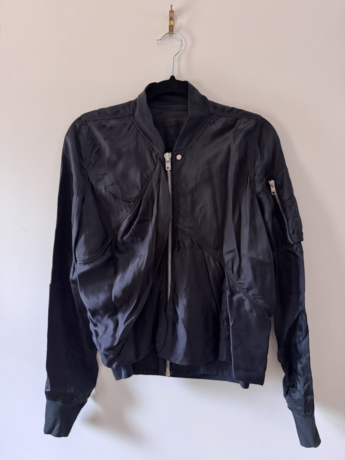Rick Owens Rick Owens SS16 “Cyclops” Draped Flight Jacket in Cupro Size S / US 4 / IT 40 - 1 Thumbnail