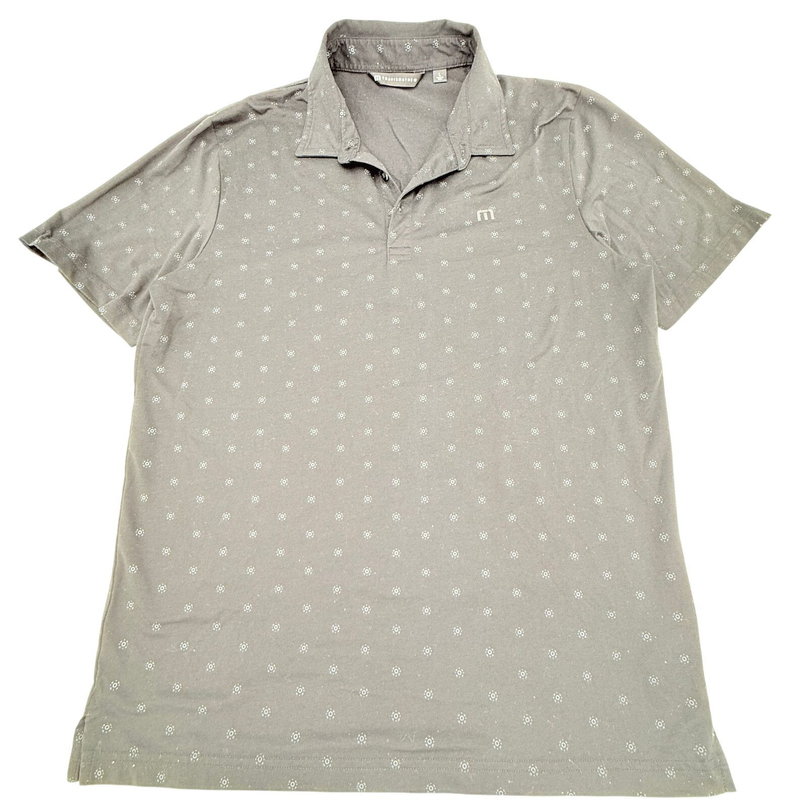 TravisMathew TravisMathew Men's Large Black Geometric Print Polo Shirt Size US L / EU 52-54 / 3 - 2 Thumbnail