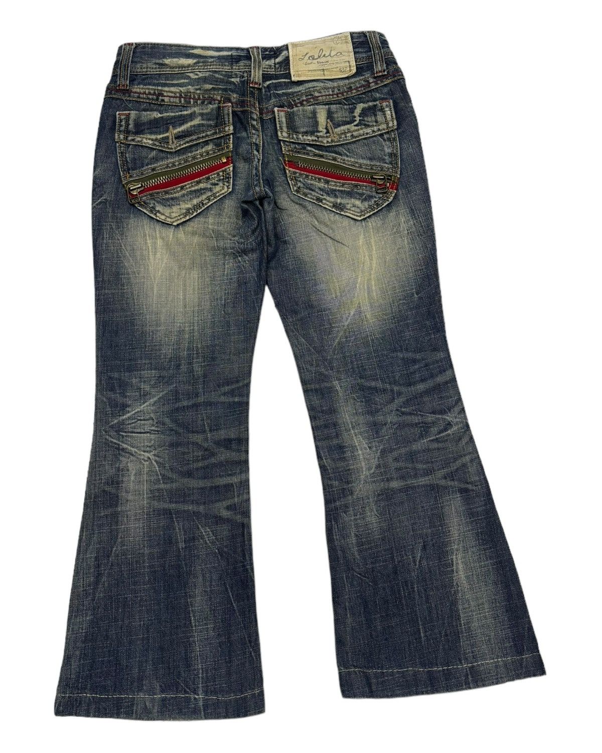 Japanese Brand Vintage Lolita Flare Distressed Denim Jeans Size 29" - 4 Thumbnail