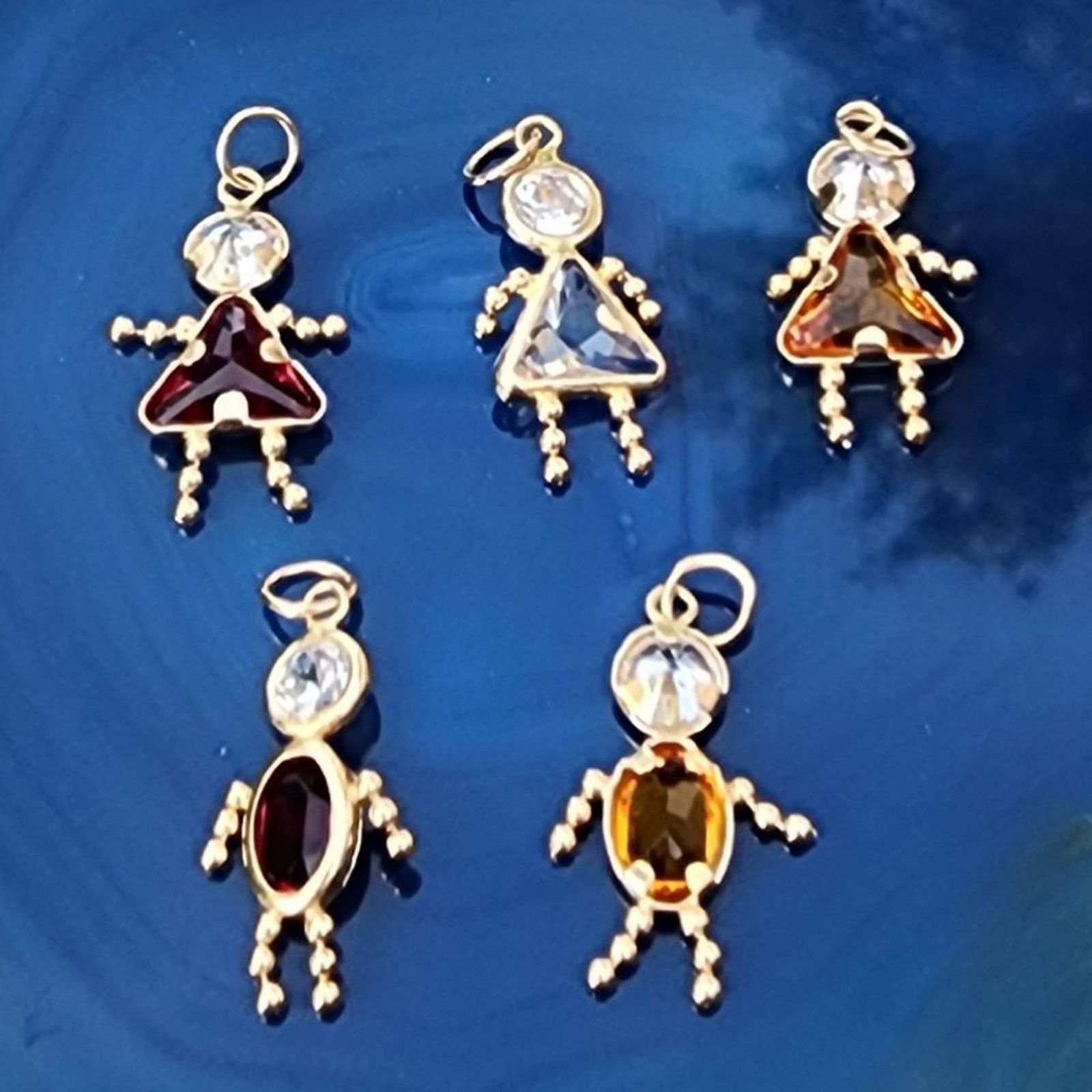 Vintage 14K Yellow Gold Boy Girl Birth Stone Charm Pendant Vintage Size ONE SIZE - 3 Thumbnail