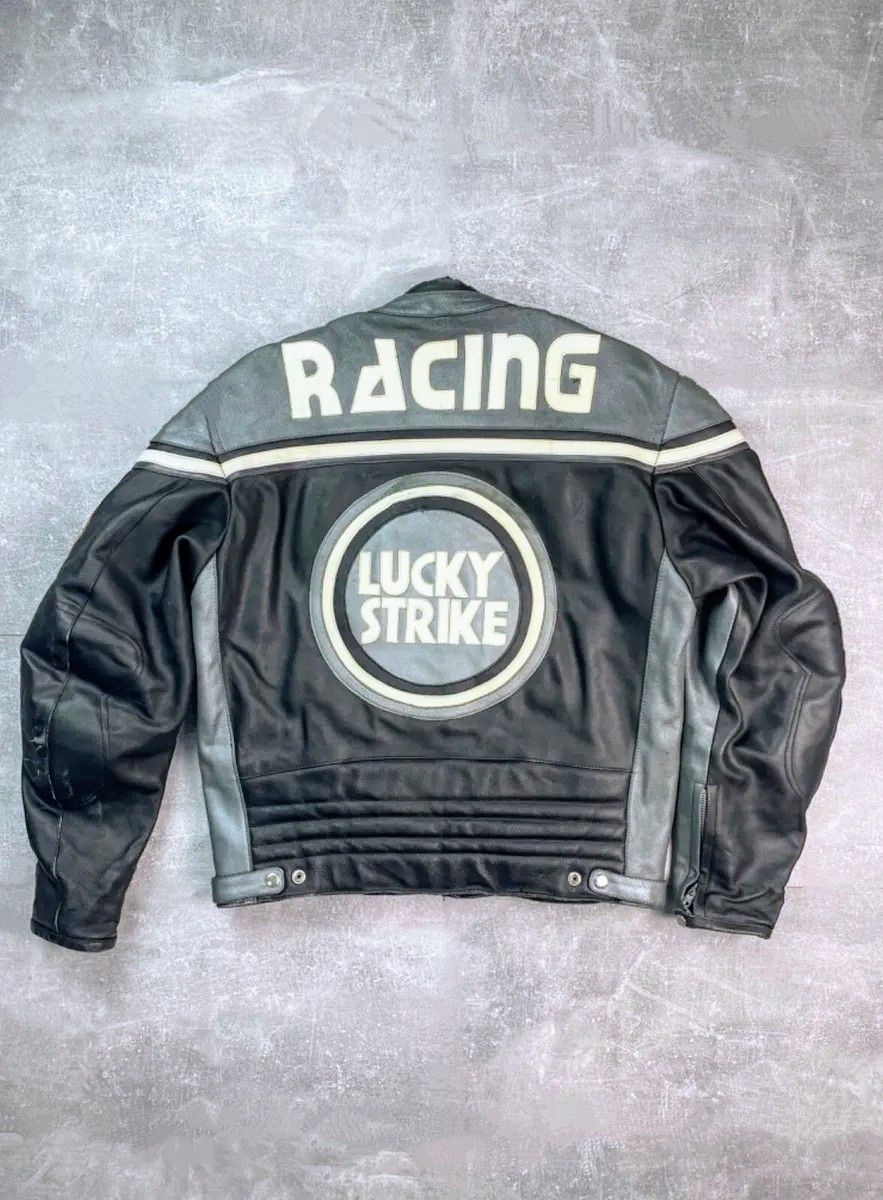 Genuine Leather 🔥🔥 LUCKY STRIKE RACING LEATHER JACKET RARE Size US M / EU 48-50 / 2 - 2 Thumbnail