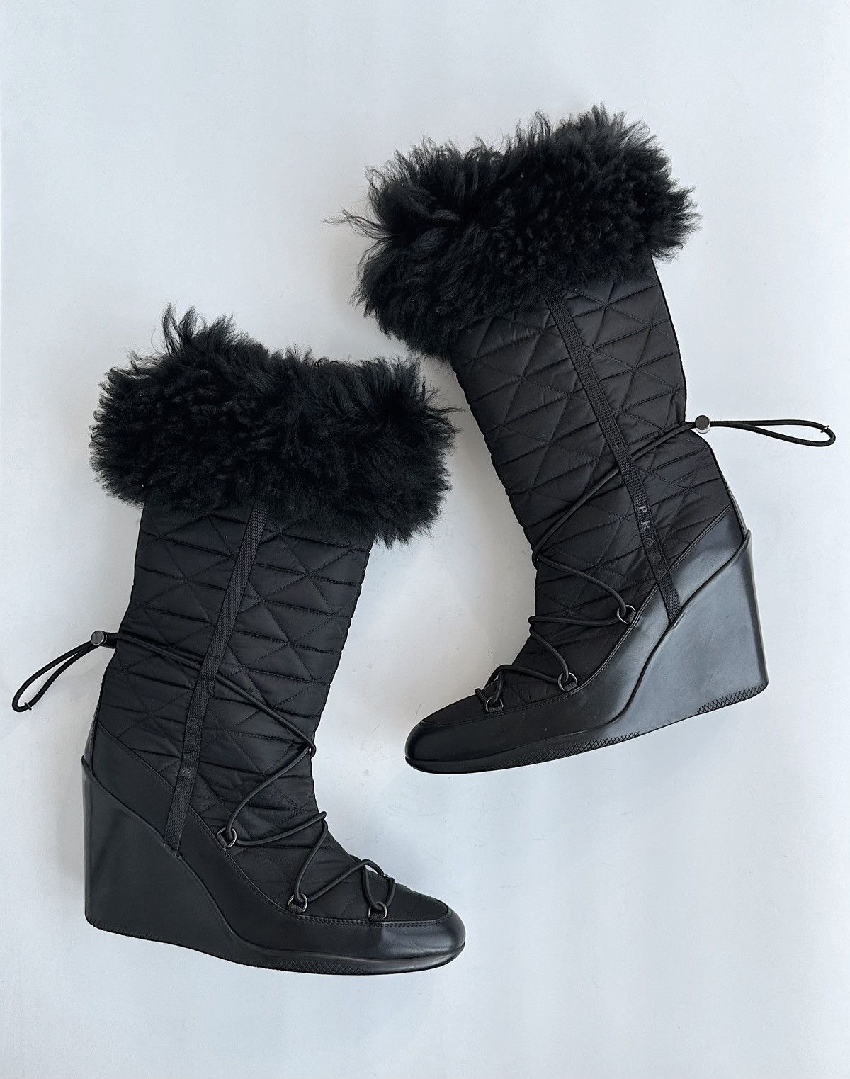 Prada *sz39.5* PRADA 2005 Fur Padded Logo Boots shoes vintage rap Size US 9.5 / IT 39.5 - 1 Thumbnail