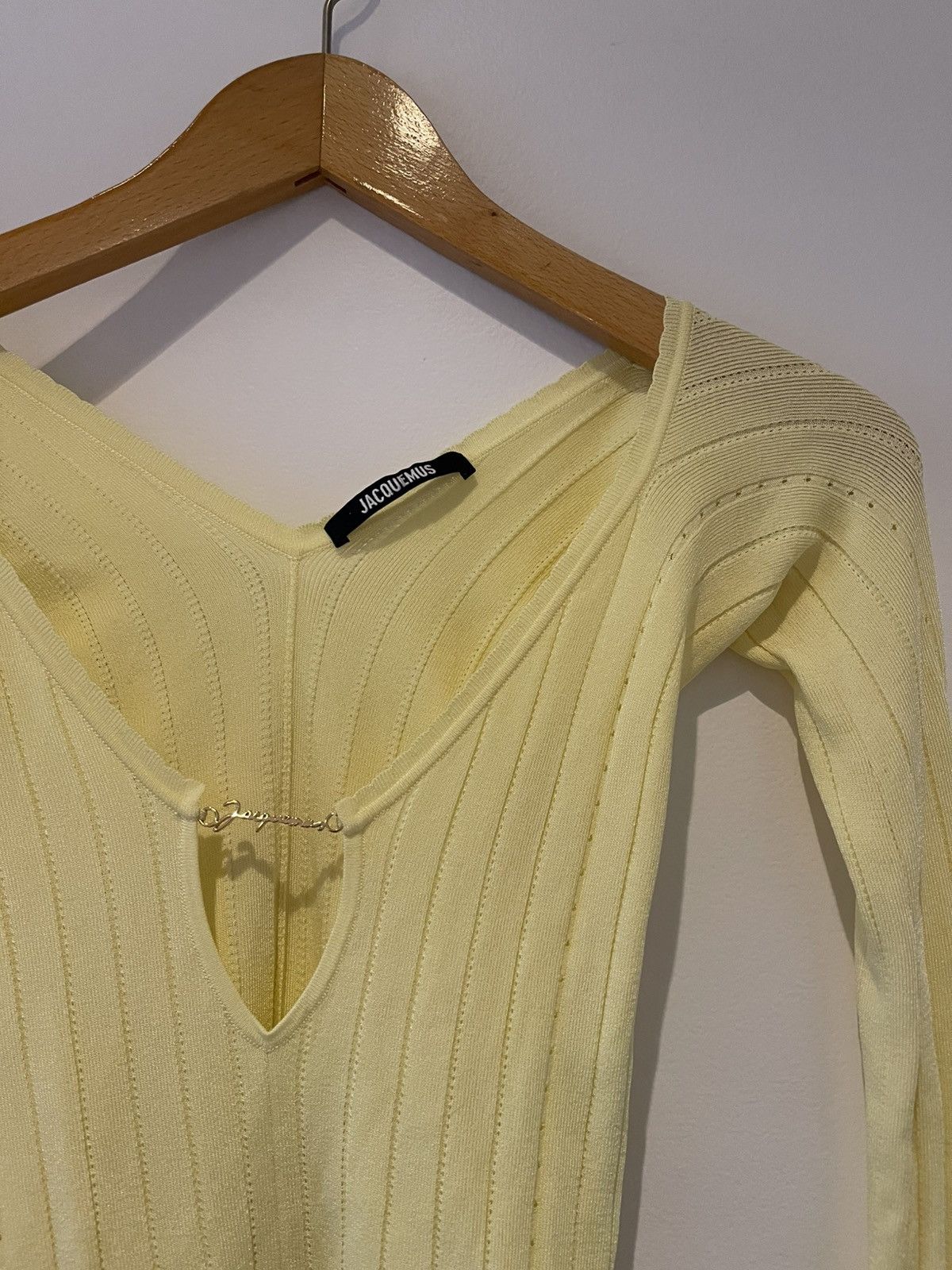 Jacquemus Jacquemus pralu ribbed metal logo yellow top Size S / US 4 / IT 40 - 3 Thumbnail