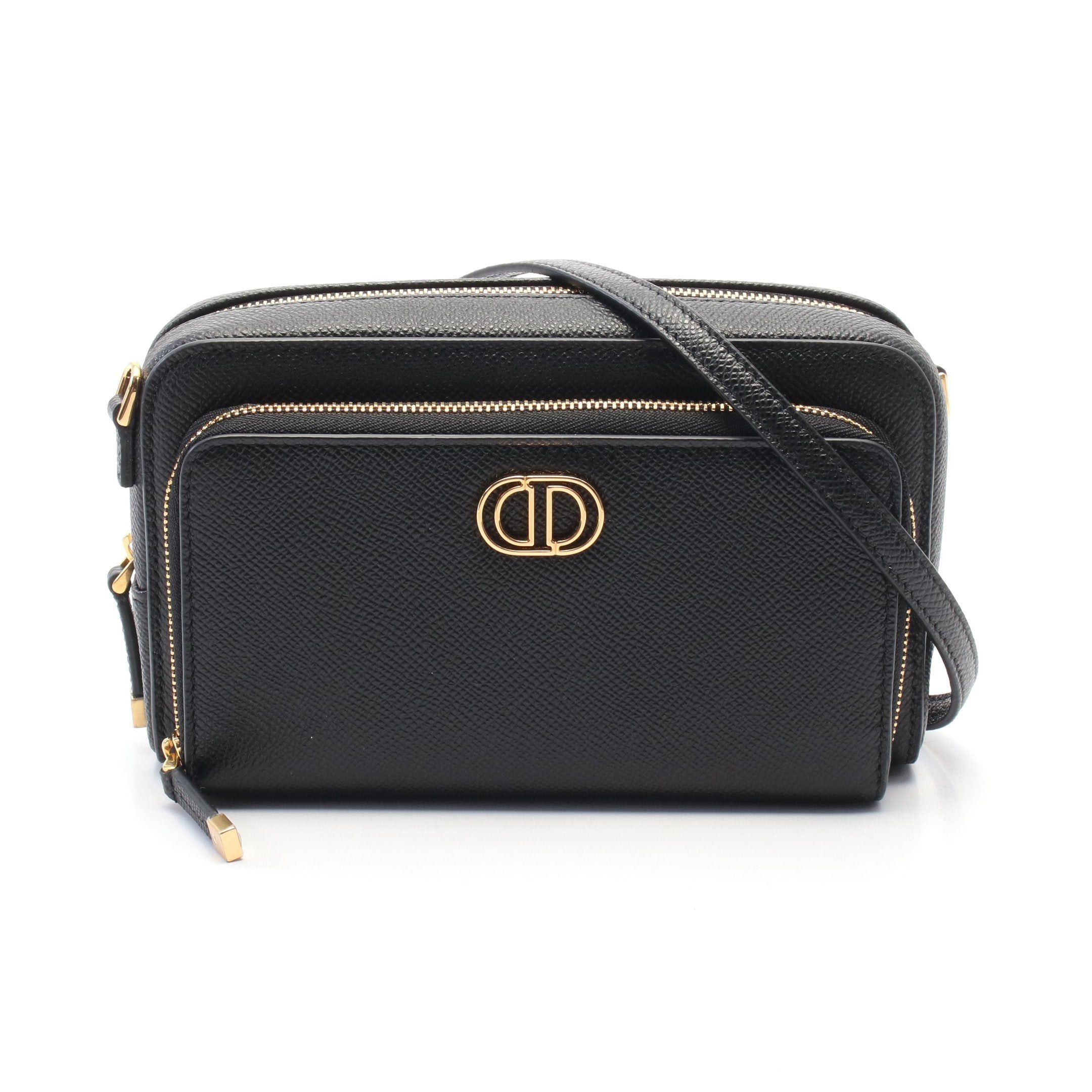 Dior Dior Karo Double Pouch Shoulder Bag Leather Black Size ONE SIZE - 1 Thumbnail